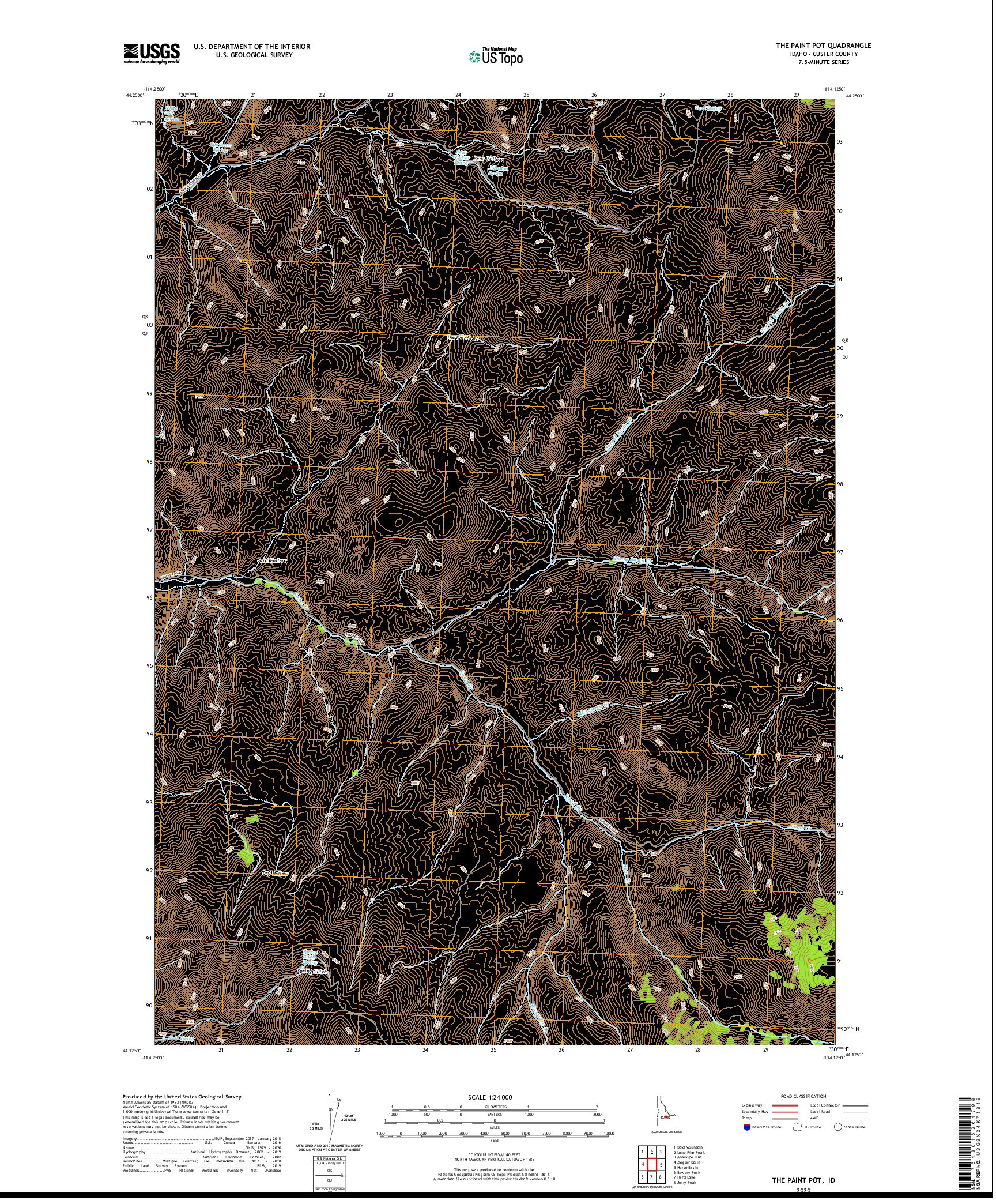 USGS US TOPO 7.5-MINUTE MAP FOR THE PAINT POT, ID 2020