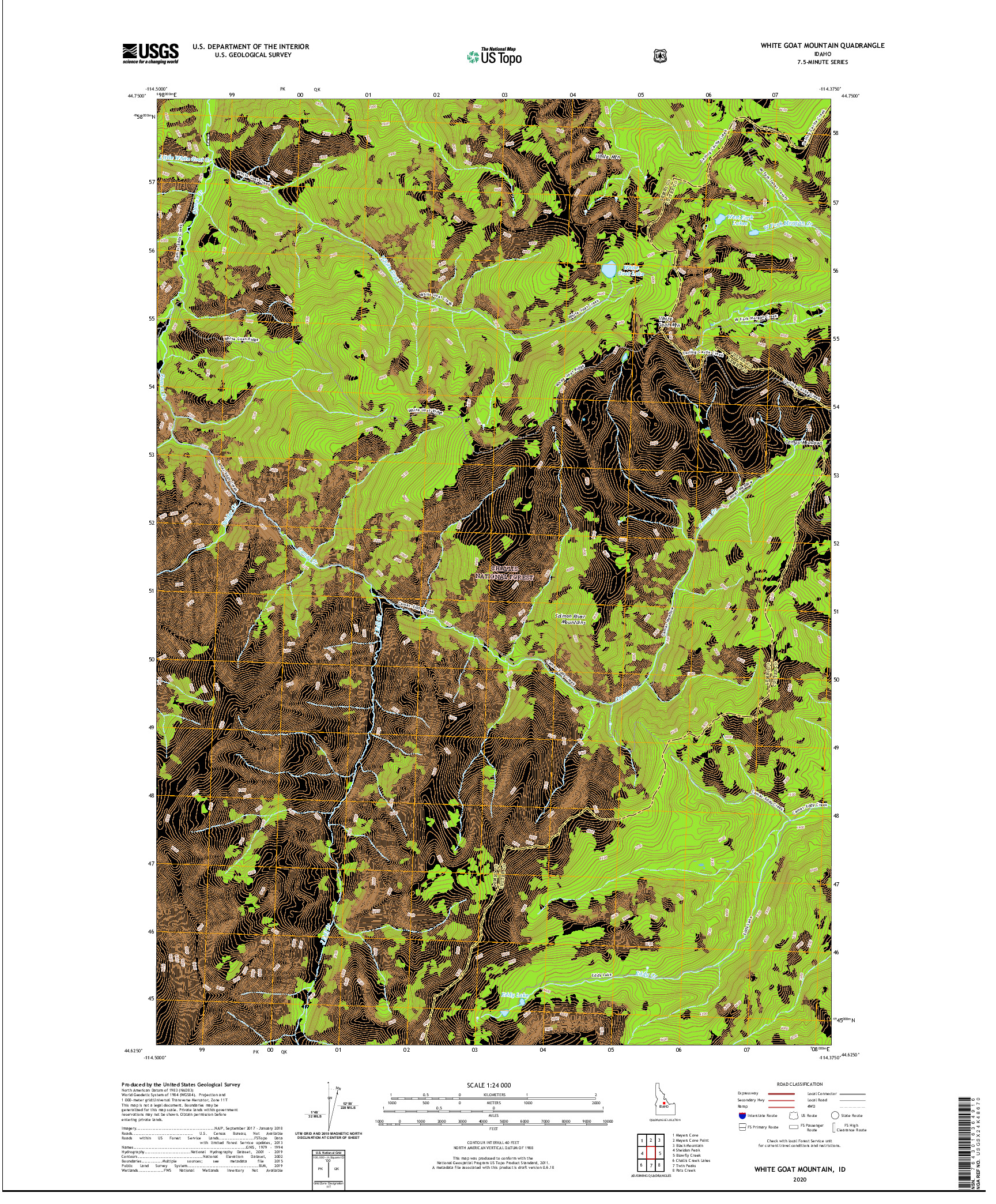 USGS US TOPO 7.5-MINUTE MAP FOR WHITE GOAT MOUNTAIN, ID 2020