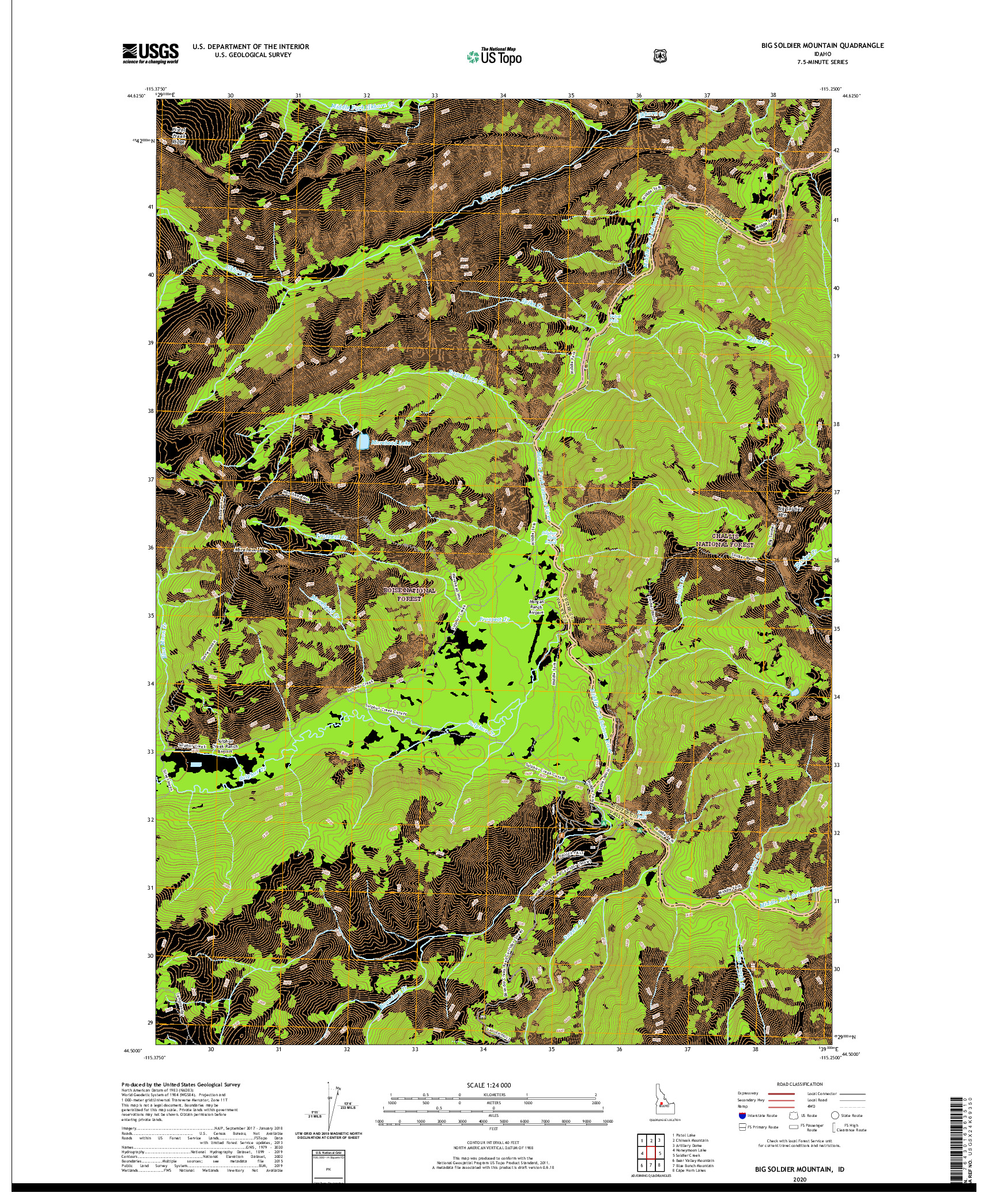 USGS US TOPO 7.5-MINUTE MAP FOR BIG SOLDIER MOUNTAIN, ID 2020