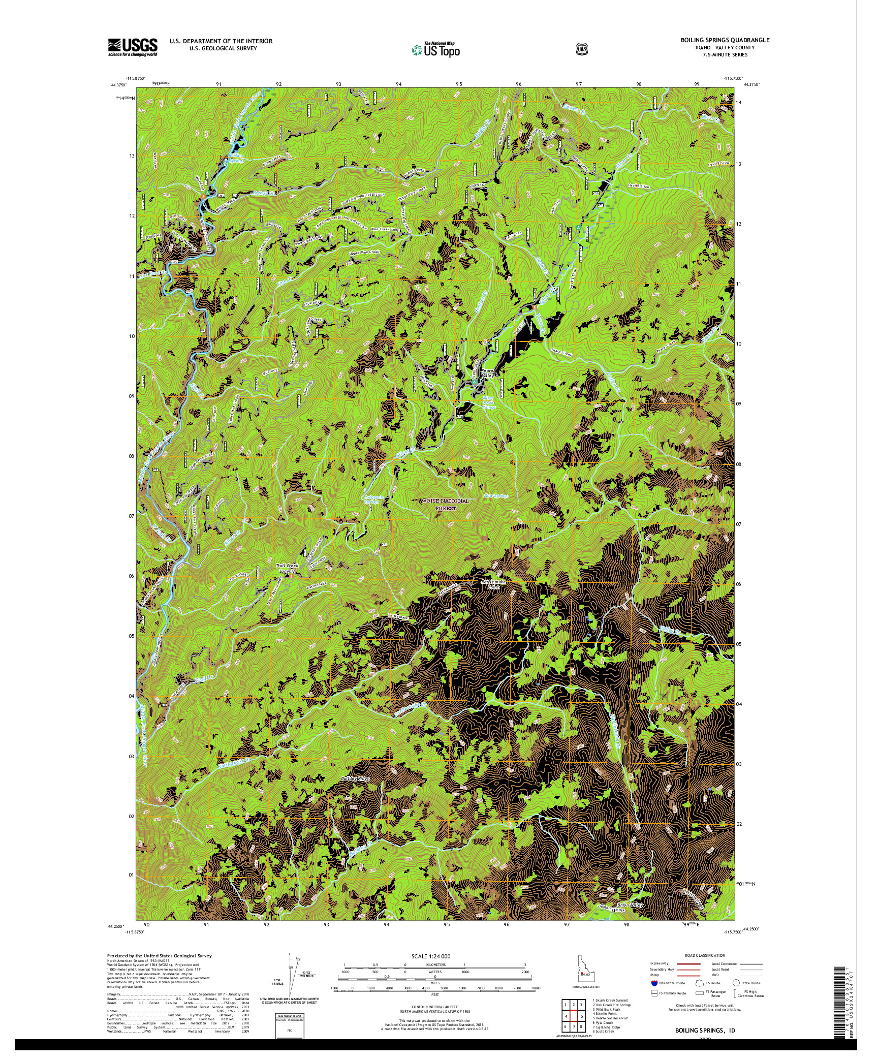 USGS US TOPO 7.5-MINUTE MAP FOR BOILING SPRINGS, ID 2020