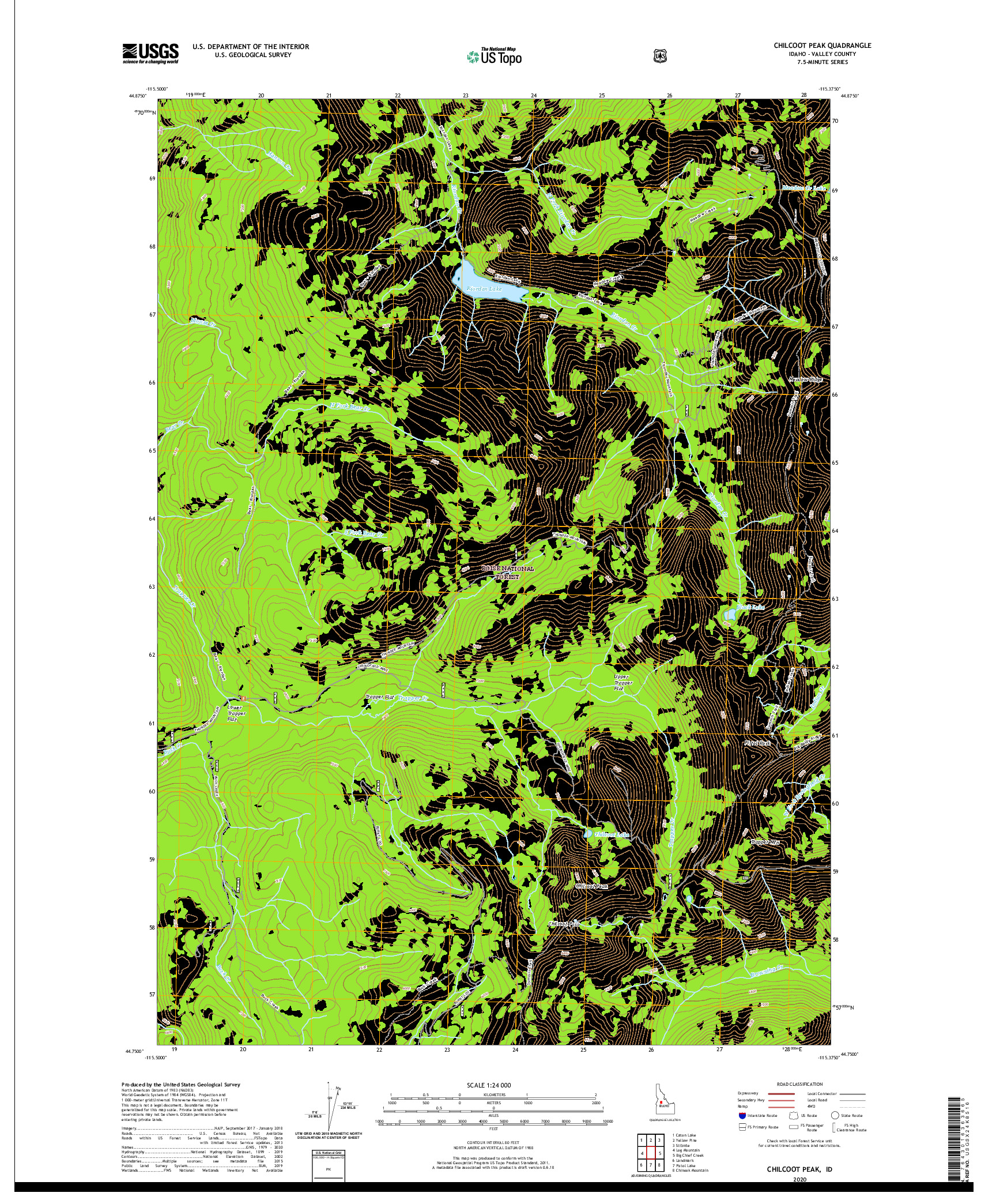 USGS US TOPO 7.5-MINUTE MAP FOR CHILCOOT PEAK, ID 2020