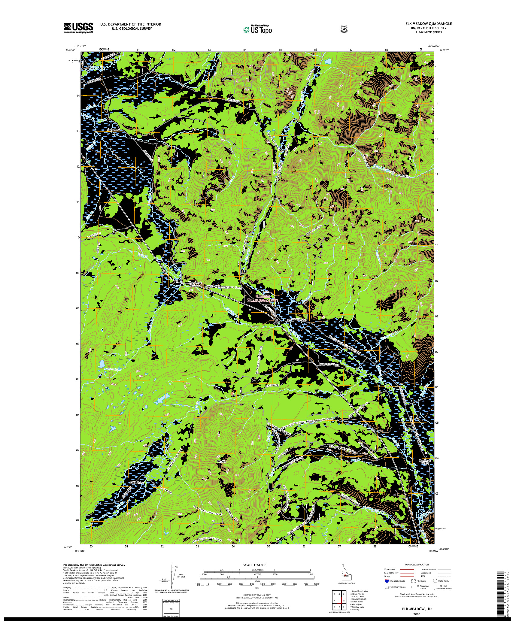 USGS US TOPO 7.5-MINUTE MAP FOR ELK MEADOW, ID 2020