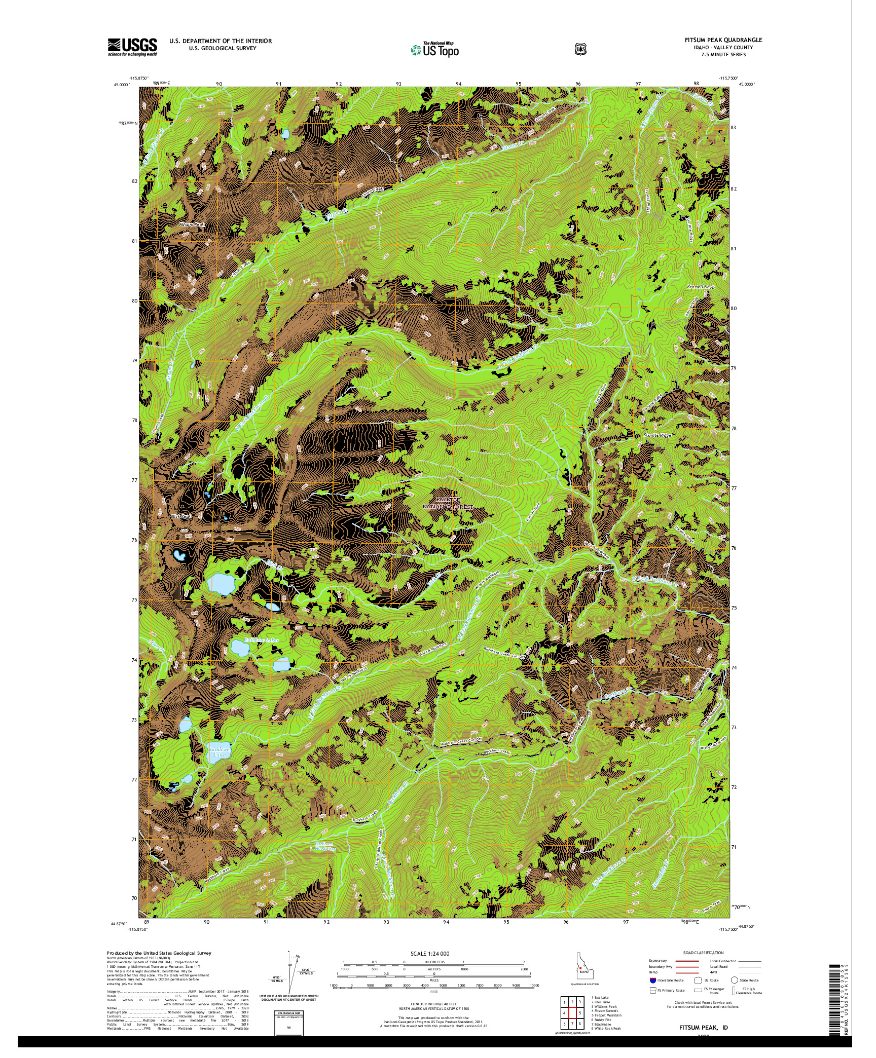 USGS US TOPO 7.5-MINUTE MAP FOR FITSUM PEAK, ID 2020