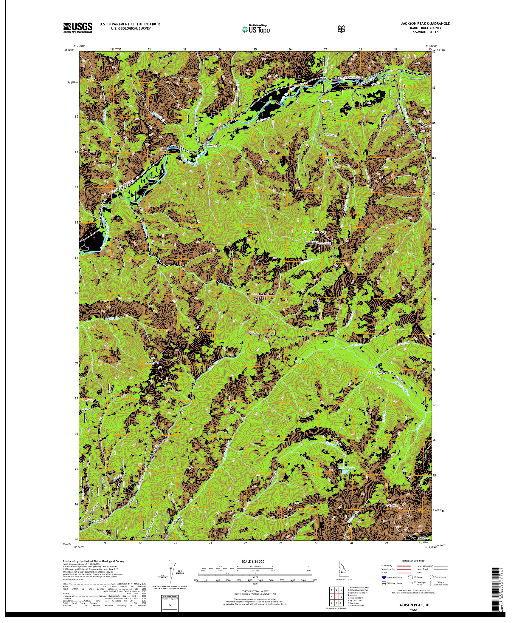 USGS US TOPO 7.5-MINUTE MAP FOR JACKSON PEAK, ID 2020