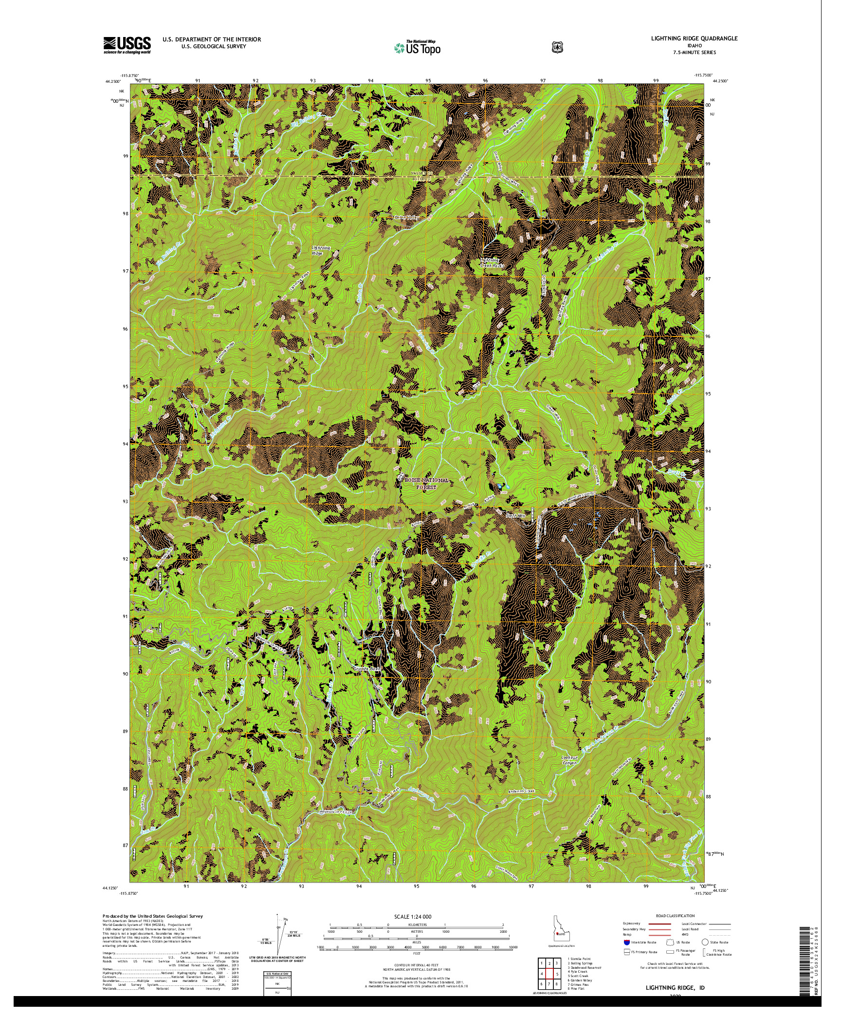 USGS US TOPO 7.5-MINUTE MAP FOR LIGHTNING RIDGE, ID 2020