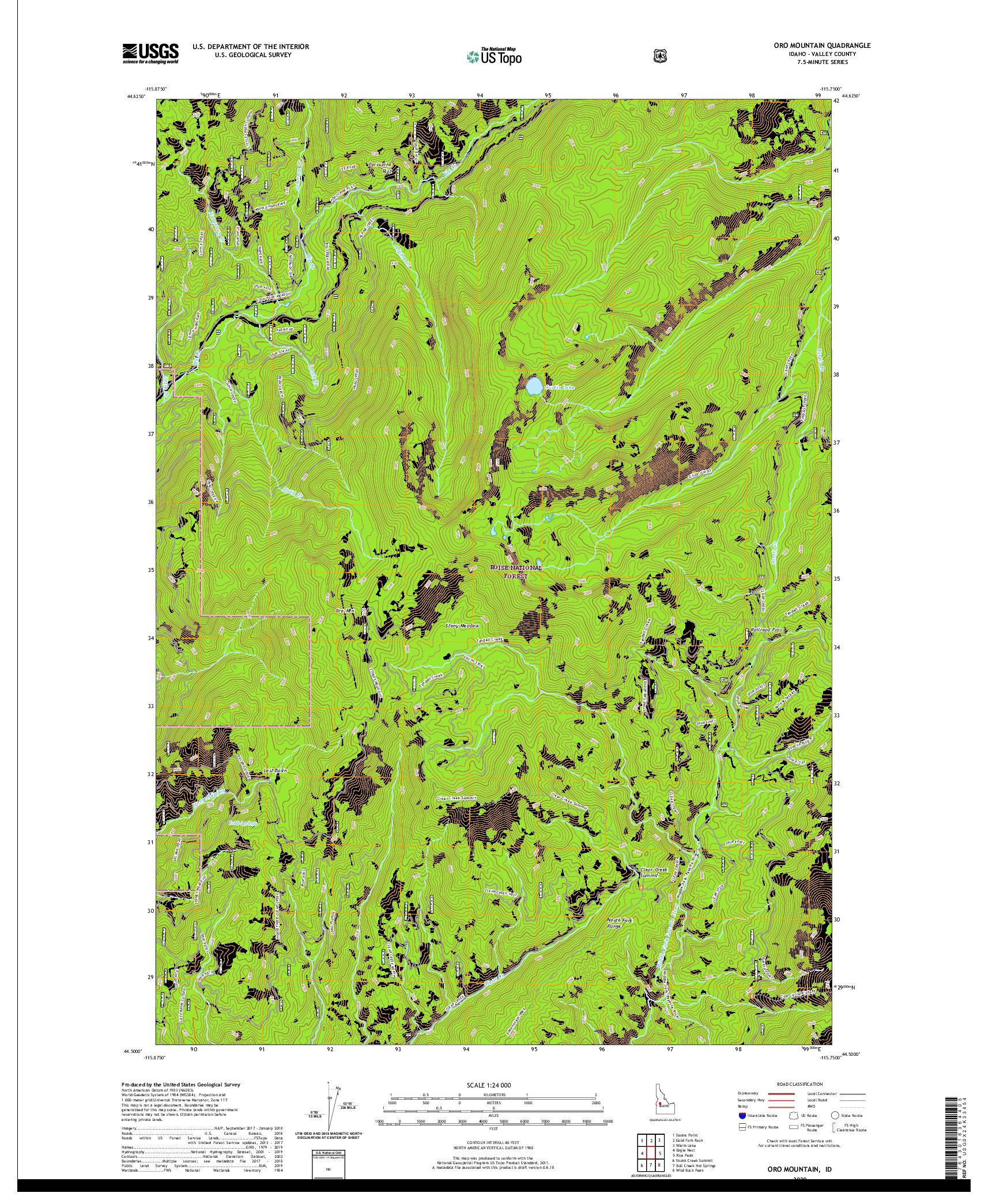 USGS US TOPO 7.5-MINUTE MAP FOR ORO MOUNTAIN, ID 2020