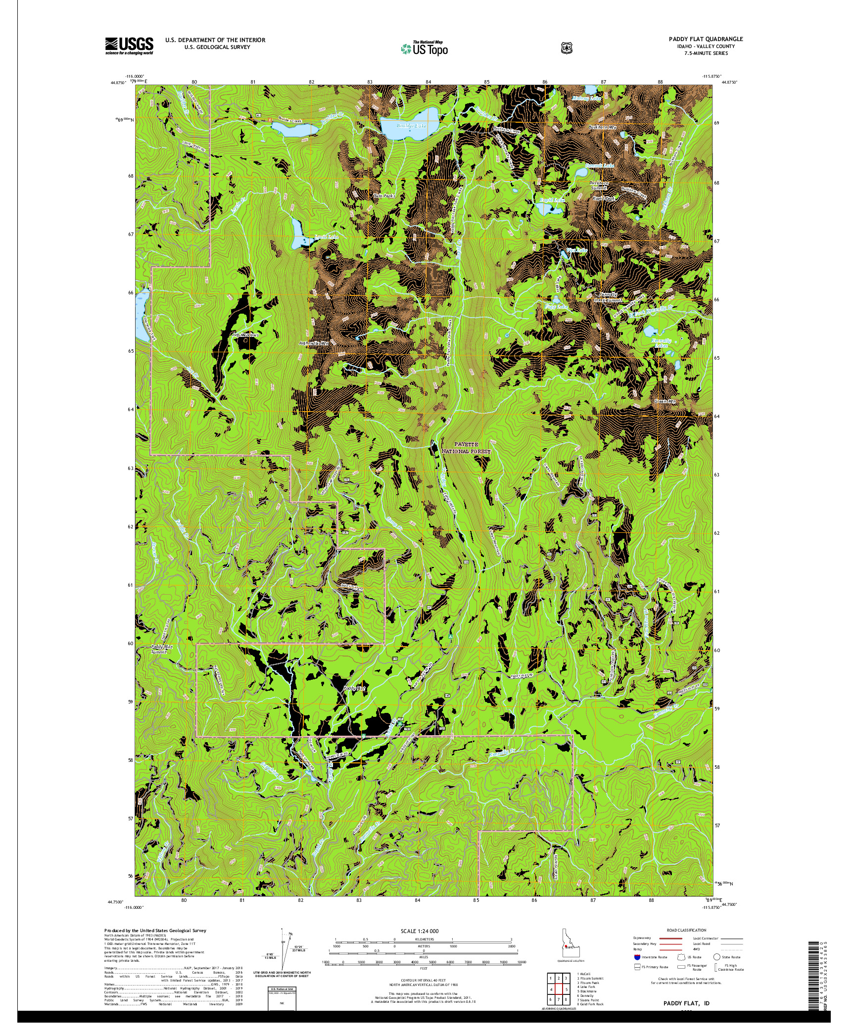 USGS US TOPO 7.5-MINUTE MAP FOR PADDY FLAT, ID 2020