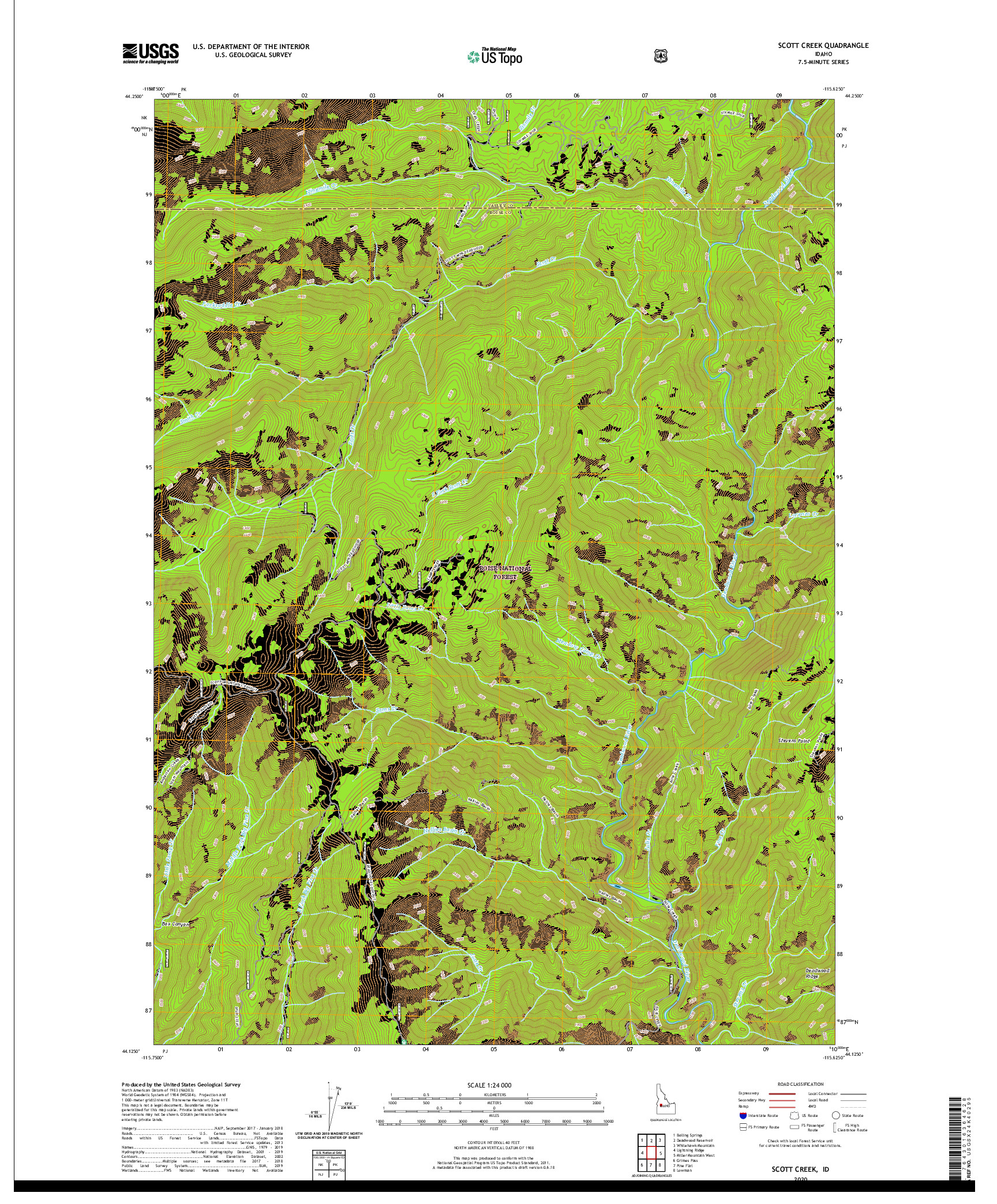 USGS US TOPO 7.5-MINUTE MAP FOR SCOTT CREEK, ID 2020