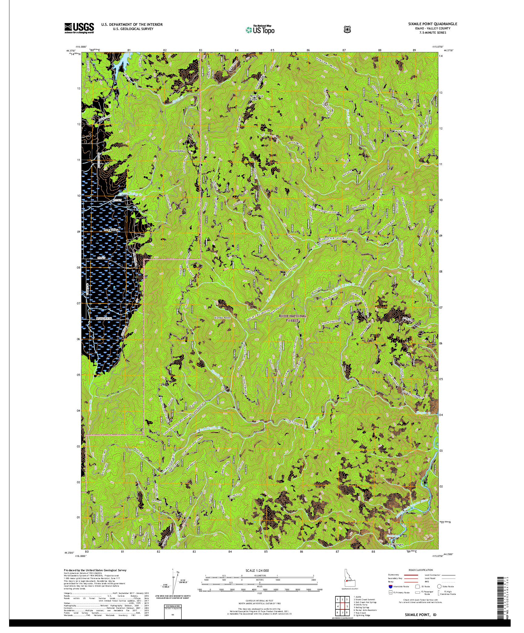 USGS US TOPO 7.5-MINUTE MAP FOR SIXMILE POINT, ID 2020