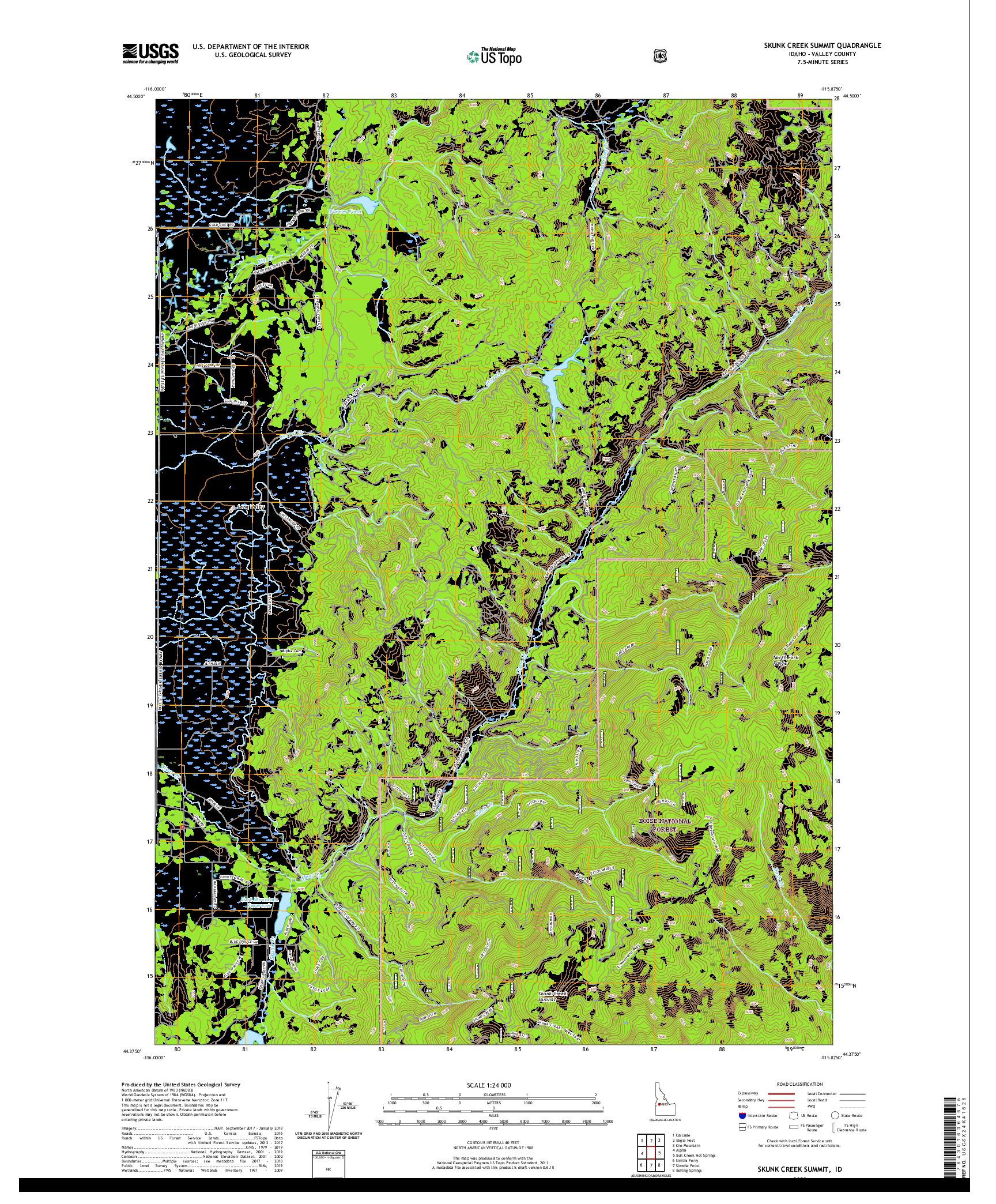 USGS US TOPO 7.5-MINUTE MAP FOR SKUNK CREEK SUMMIT, ID 2020