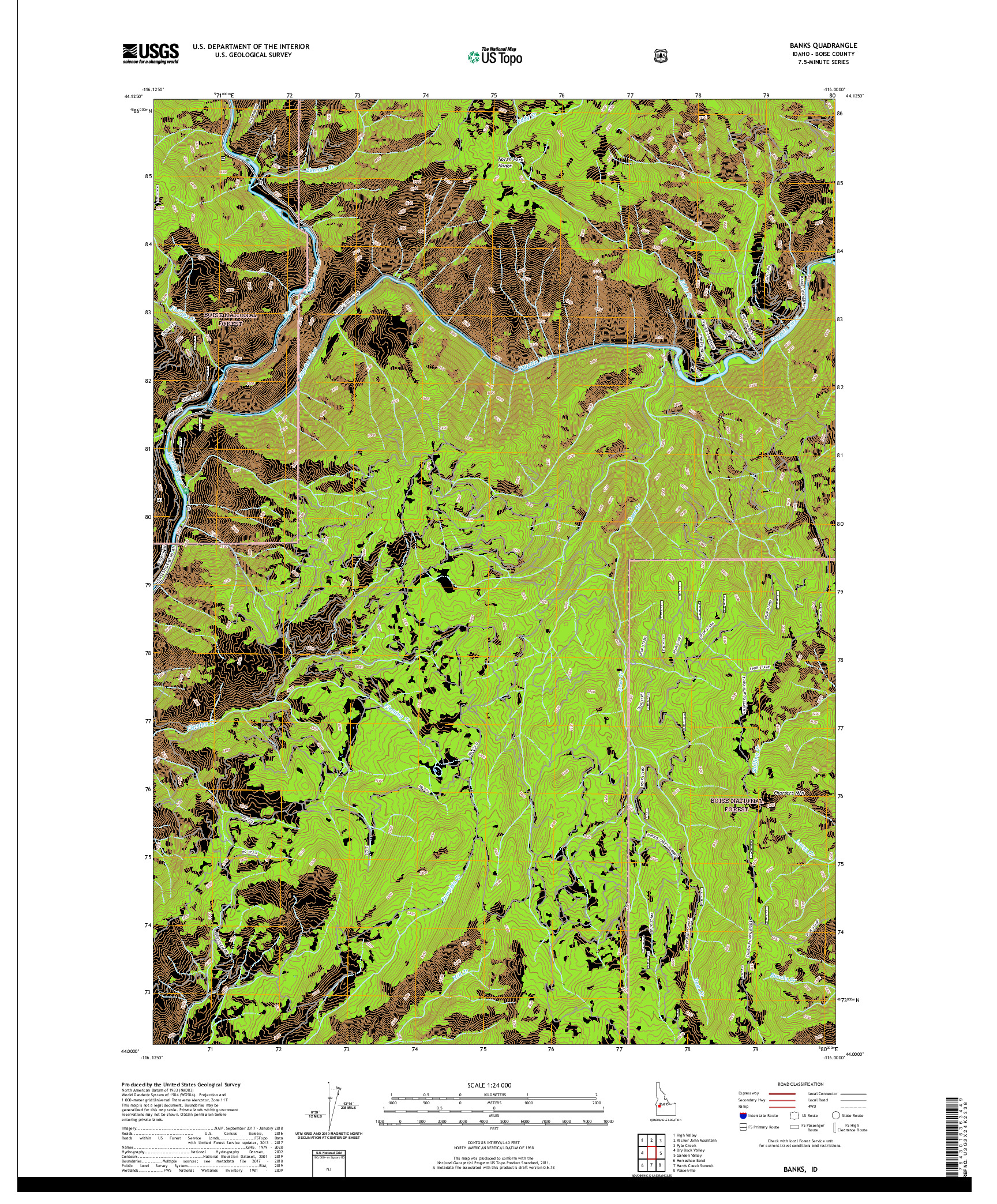 USGS US TOPO 7.5-MINUTE MAP FOR BANKS, ID 2020