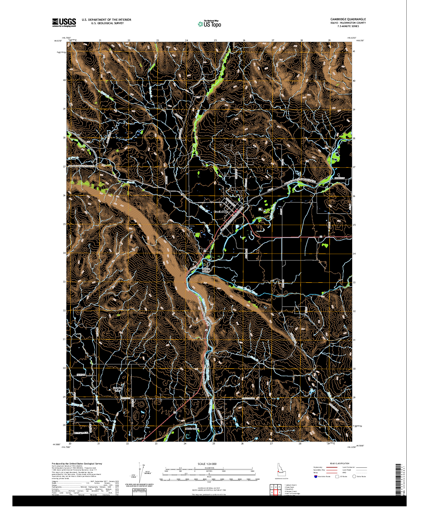 USGS US TOPO 7.5-MINUTE MAP FOR CAMBRIDGE, ID 2020