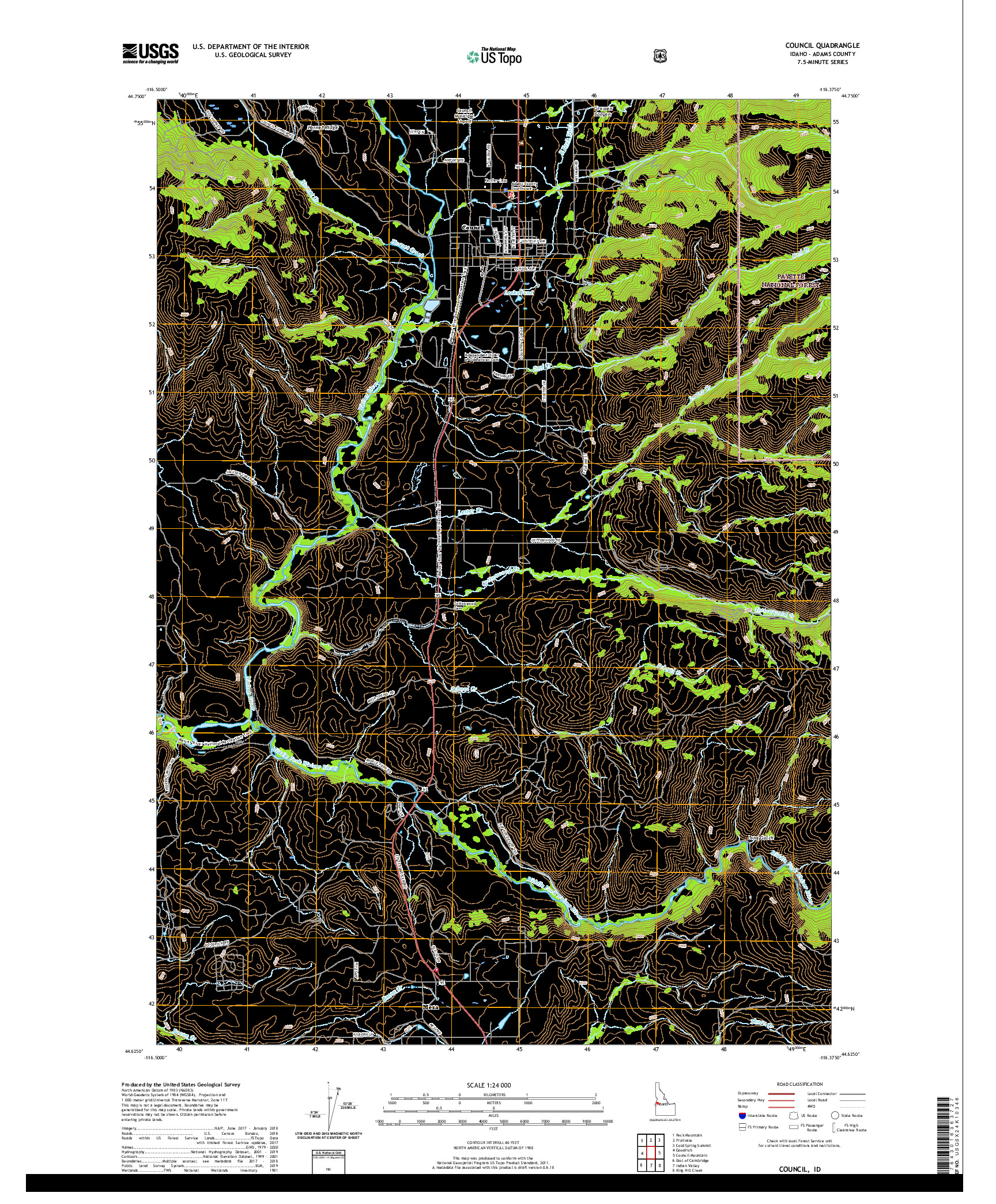 USGS US TOPO 7.5-MINUTE MAP FOR COUNCIL, ID 2020