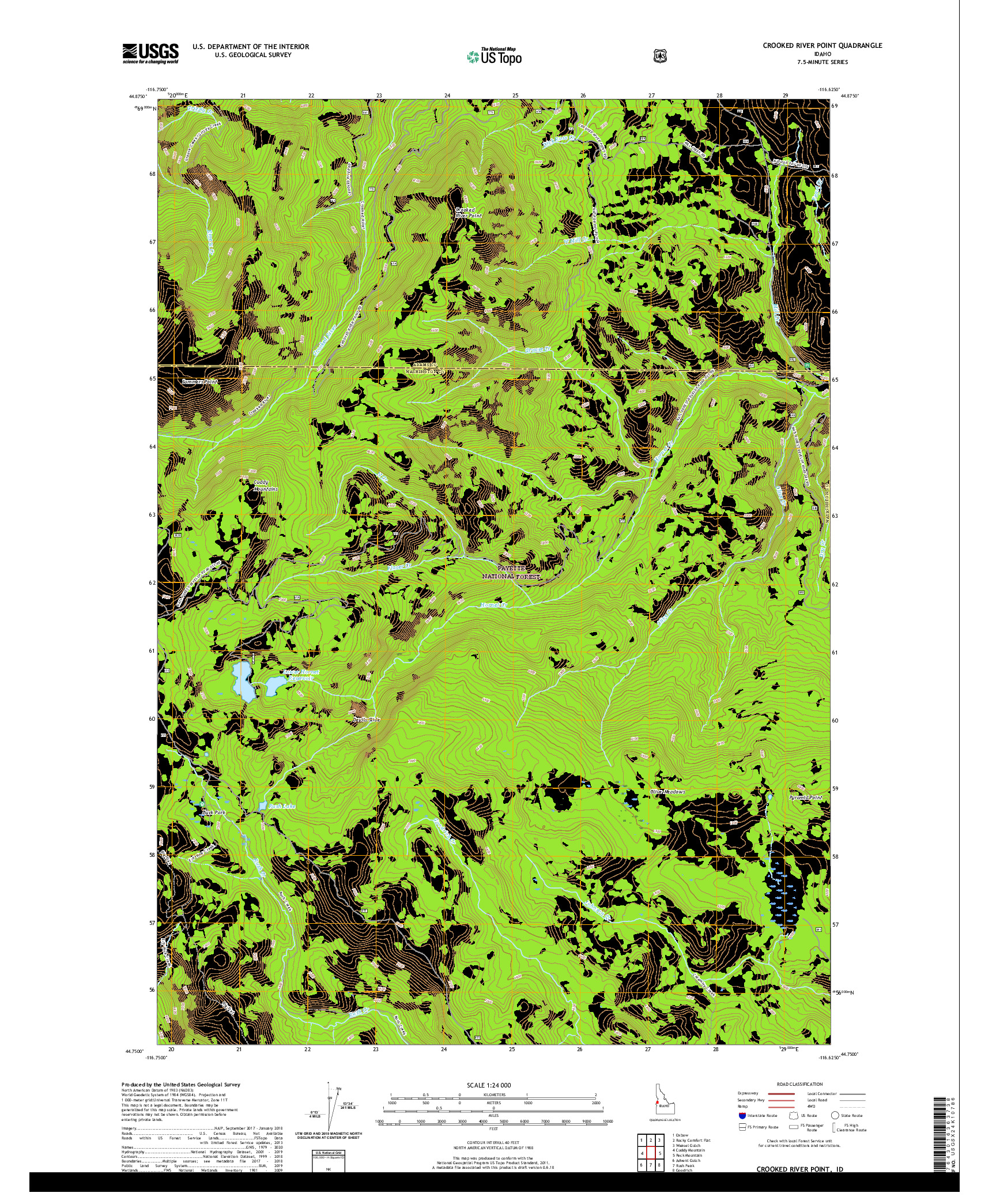 USGS US TOPO 7.5-MINUTE MAP FOR CROOKED RIVER POINT, ID 2020