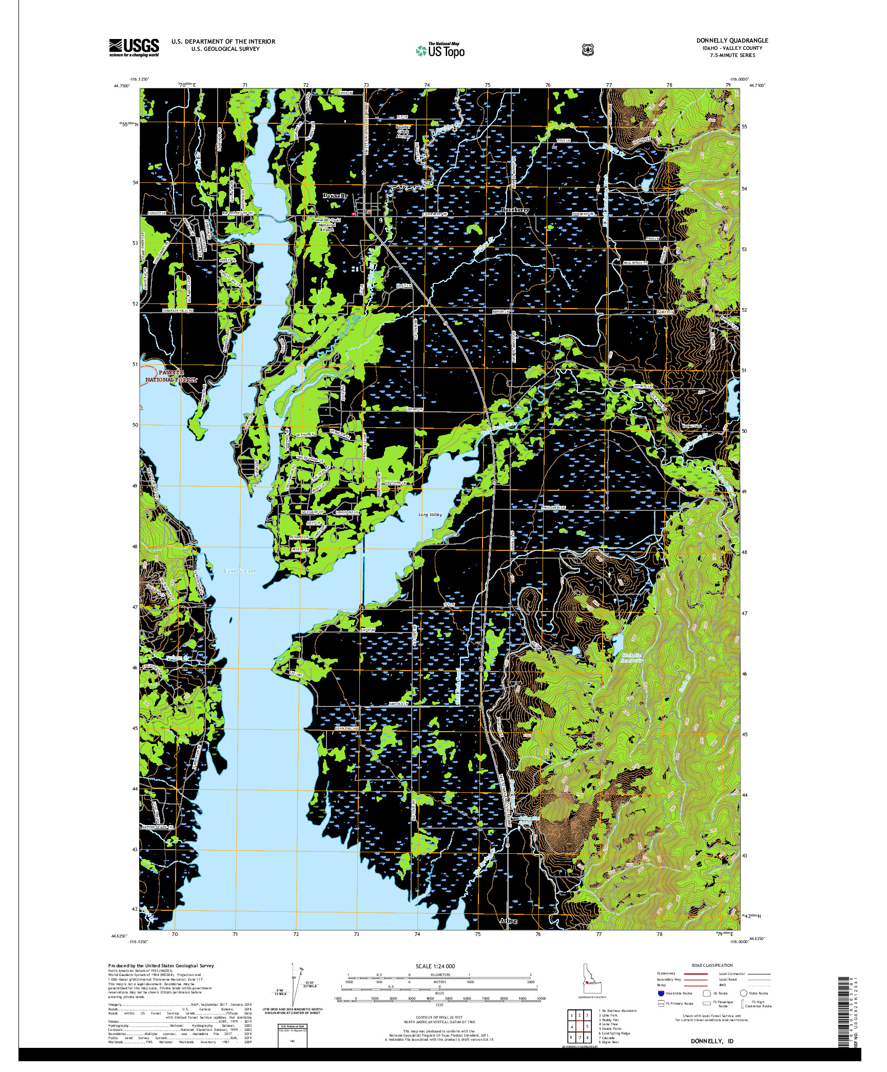 USGS US TOPO 7.5-MINUTE MAP FOR DONNELLY, ID 2020