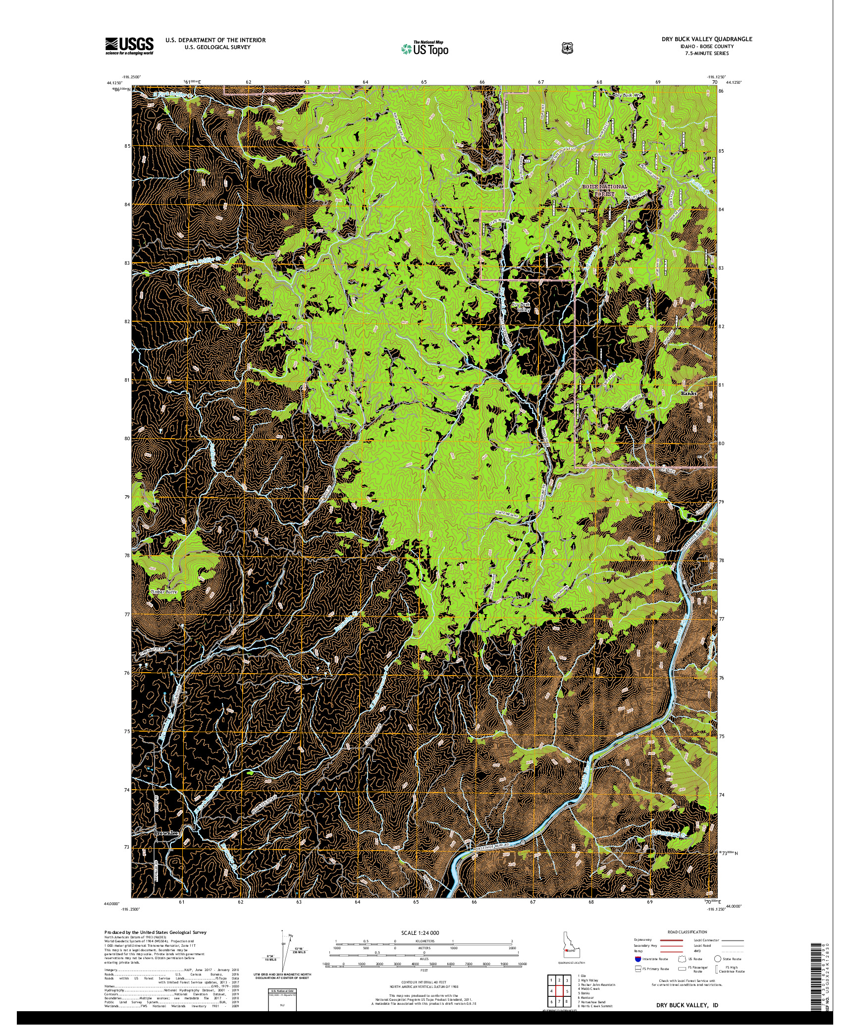 USGS US TOPO 7.5-MINUTE MAP FOR DRY BUCK VALLEY, ID 2020