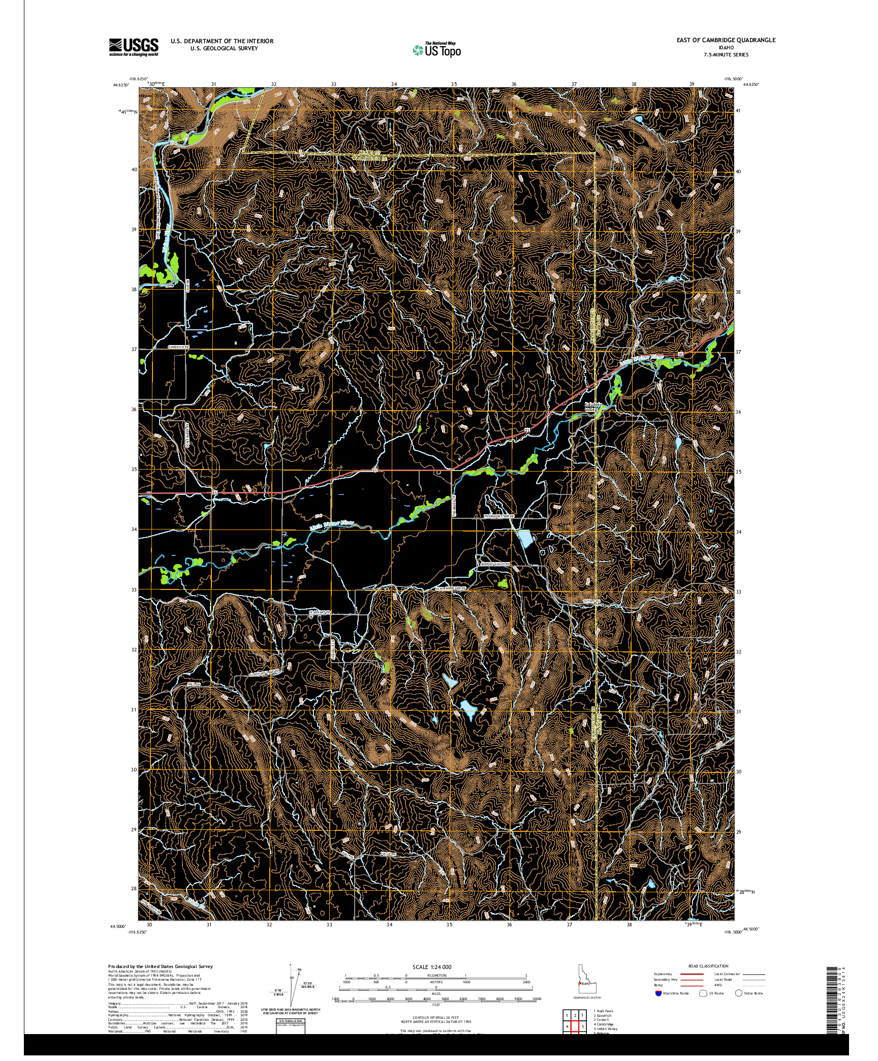 USGS US TOPO 7.5-MINUTE MAP FOR EAST OF CAMBRIDGE, ID 2020