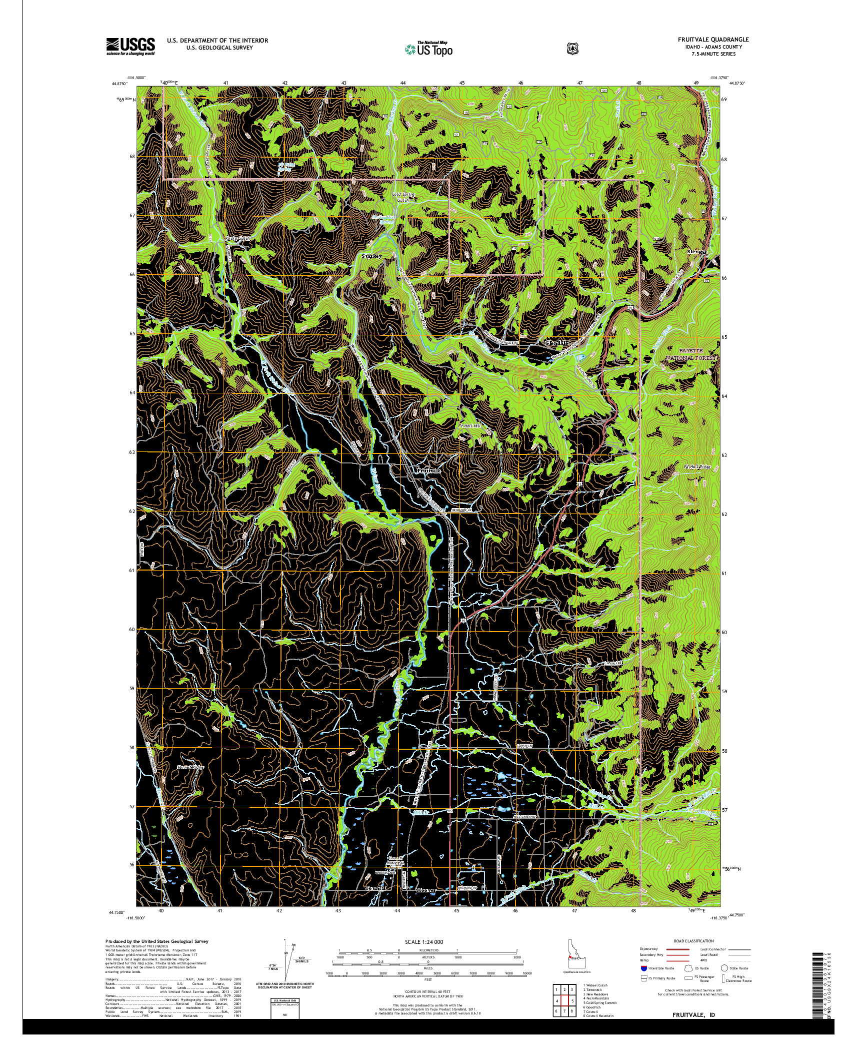 USGS US TOPO 7.5-MINUTE MAP FOR FRUITVALE, ID 2020