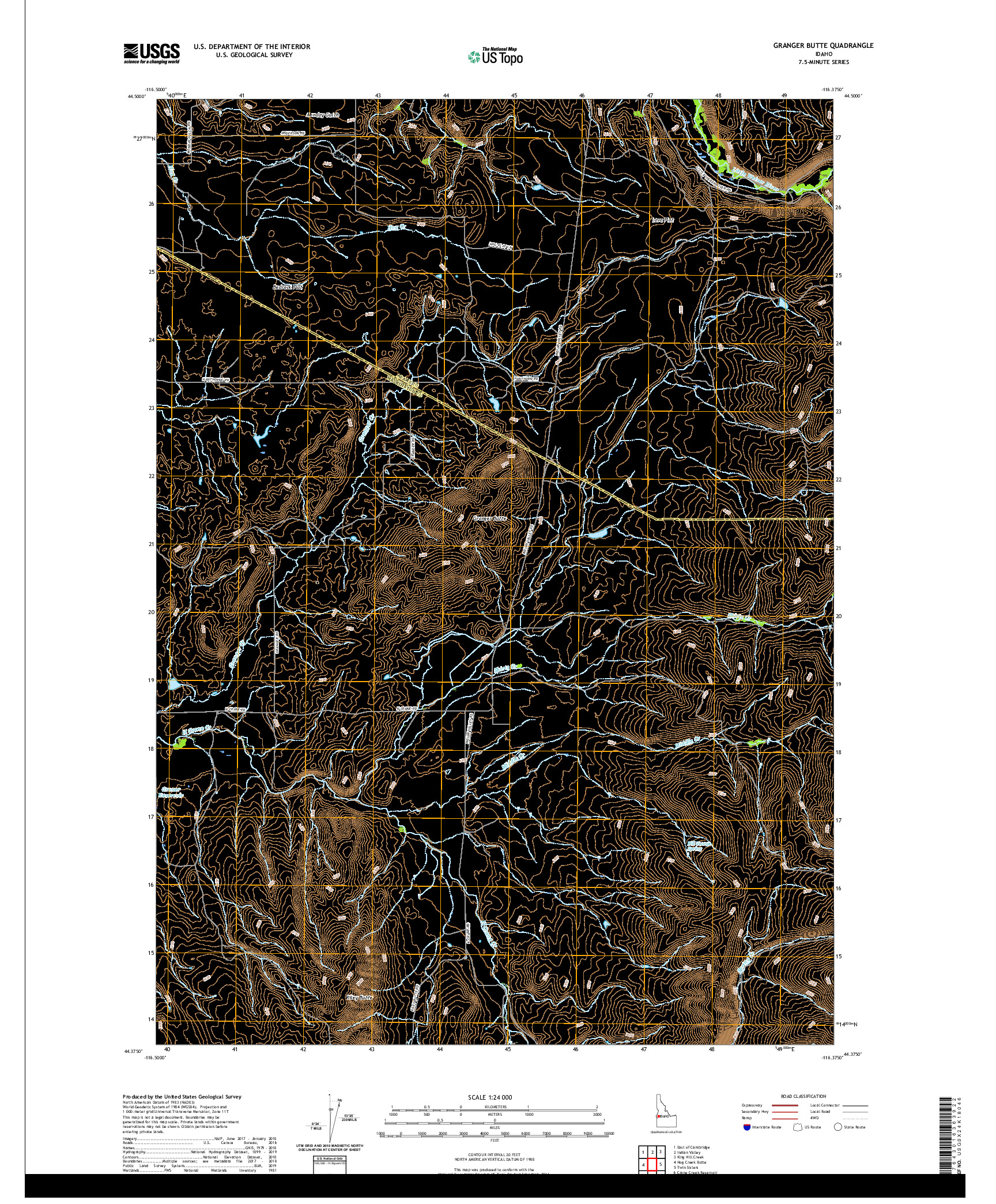 USGS US TOPO 7.5-MINUTE MAP FOR GRANGER BUTTE, ID 2020