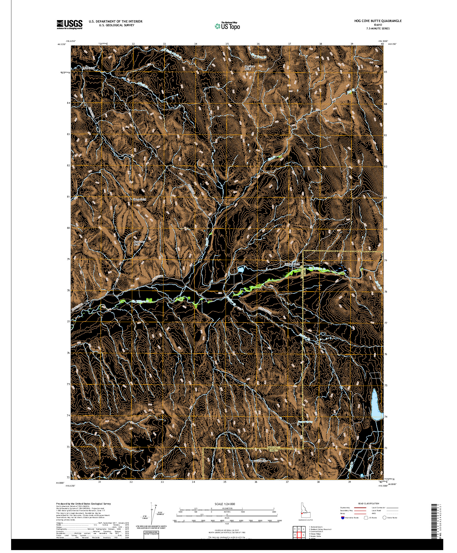 USGS US TOPO 7.5-MINUTE MAP FOR HOG COVE BUTTE, ID 2020