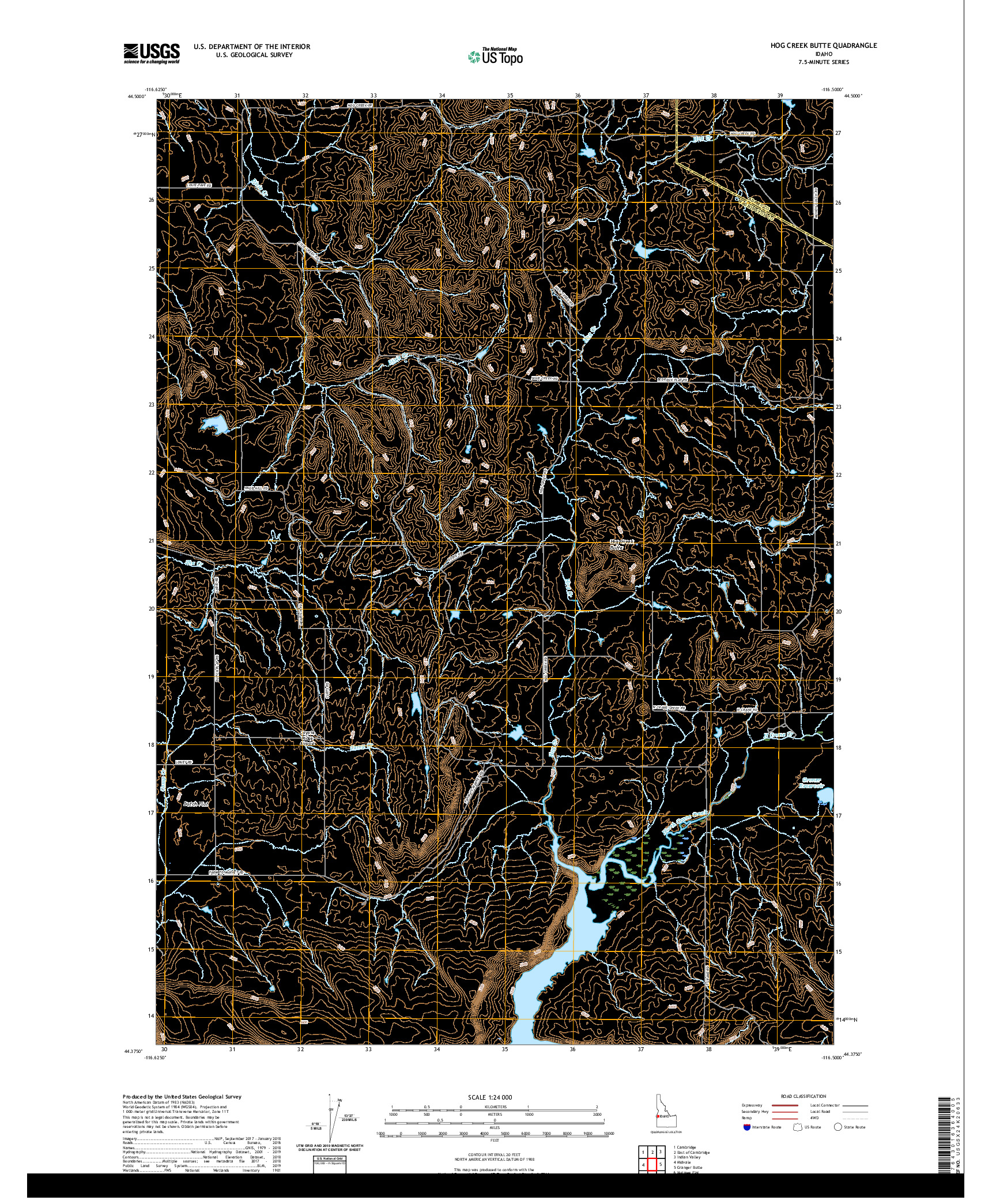 USGS US TOPO 7.5-MINUTE MAP FOR HOG CREEK BUTTE, ID 2020