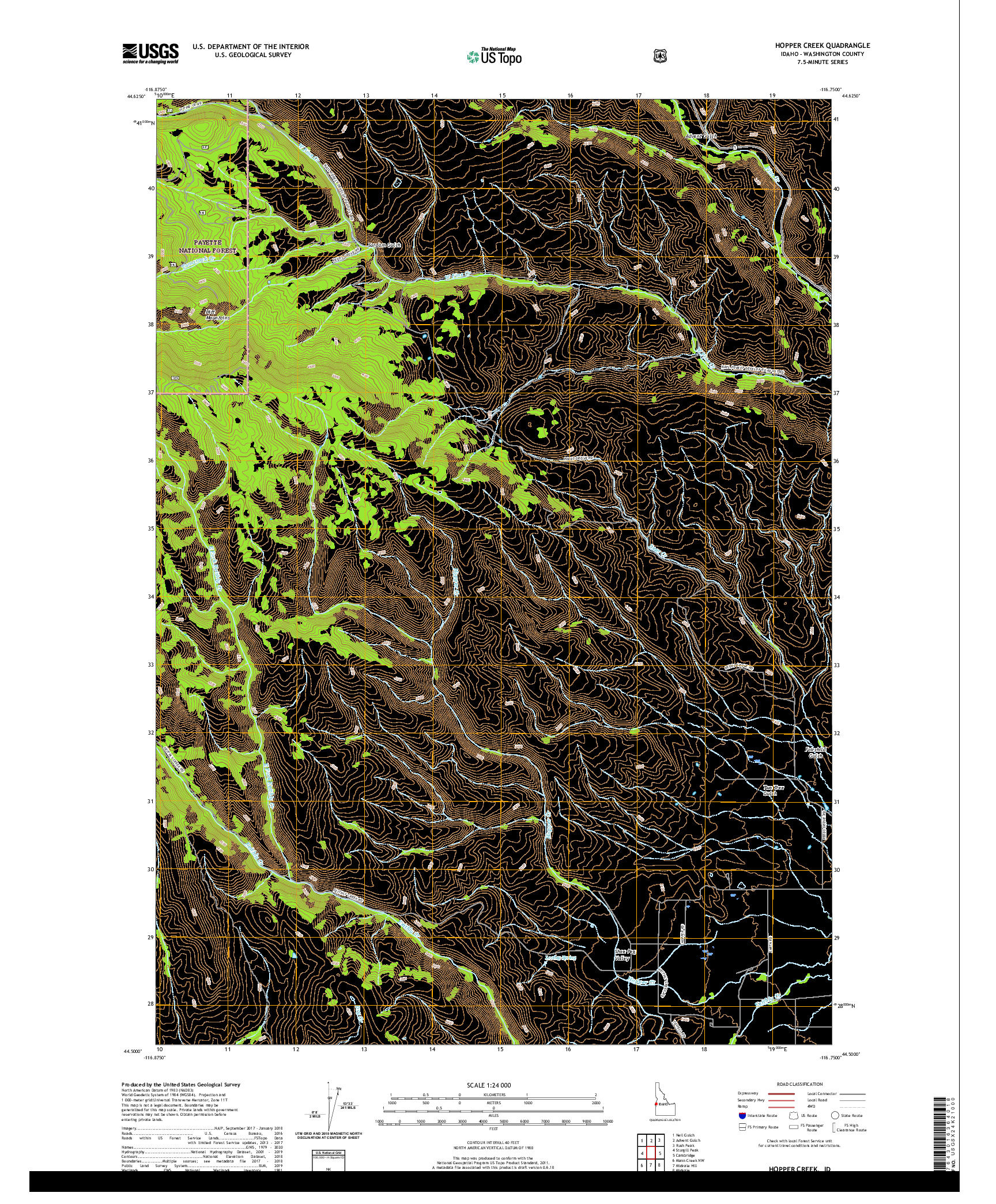 USGS US TOPO 7.5-MINUTE MAP FOR HOPPER CREEK, ID 2020