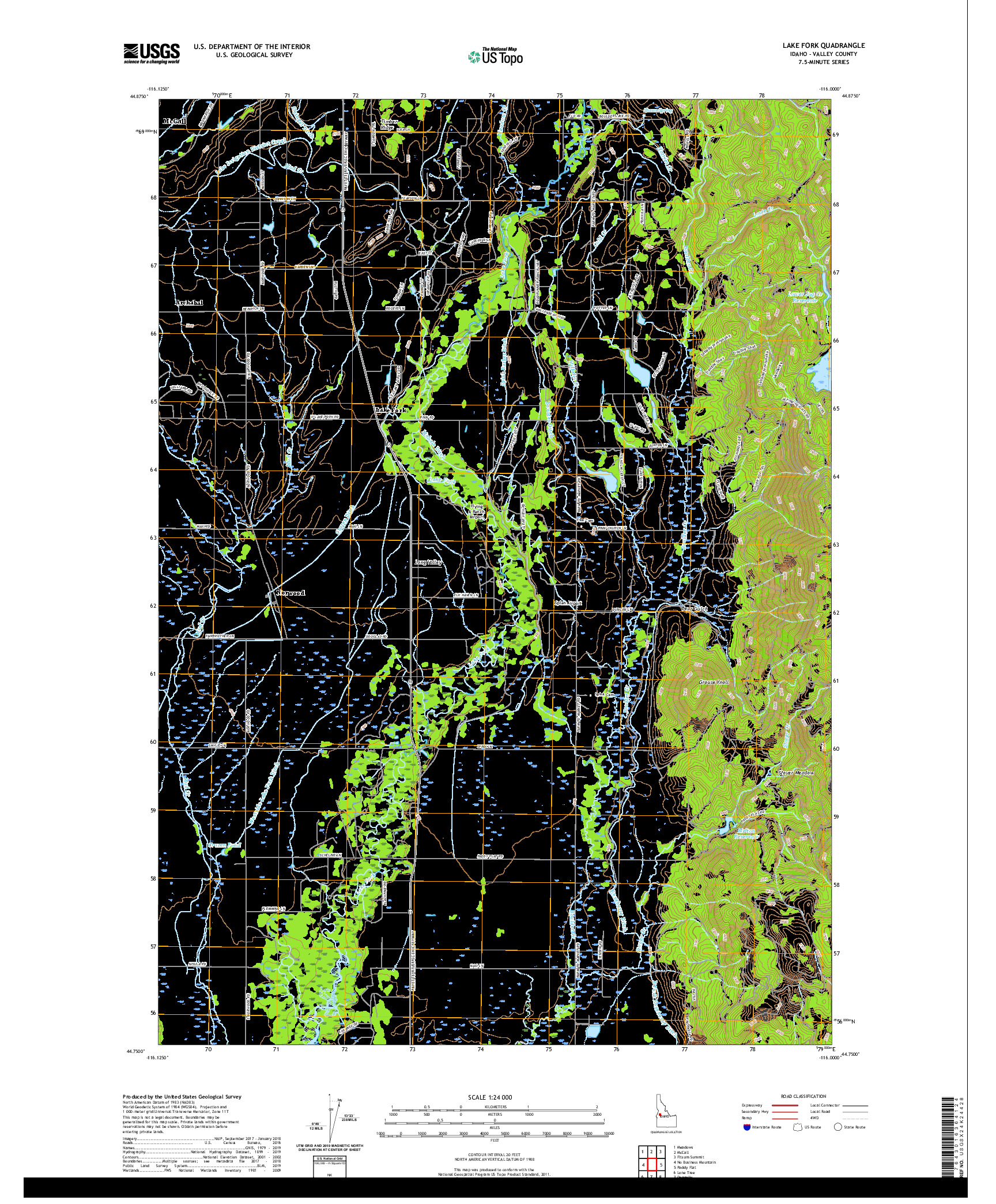 USGS US TOPO 7.5-MINUTE MAP FOR LAKE FORK, ID 2020