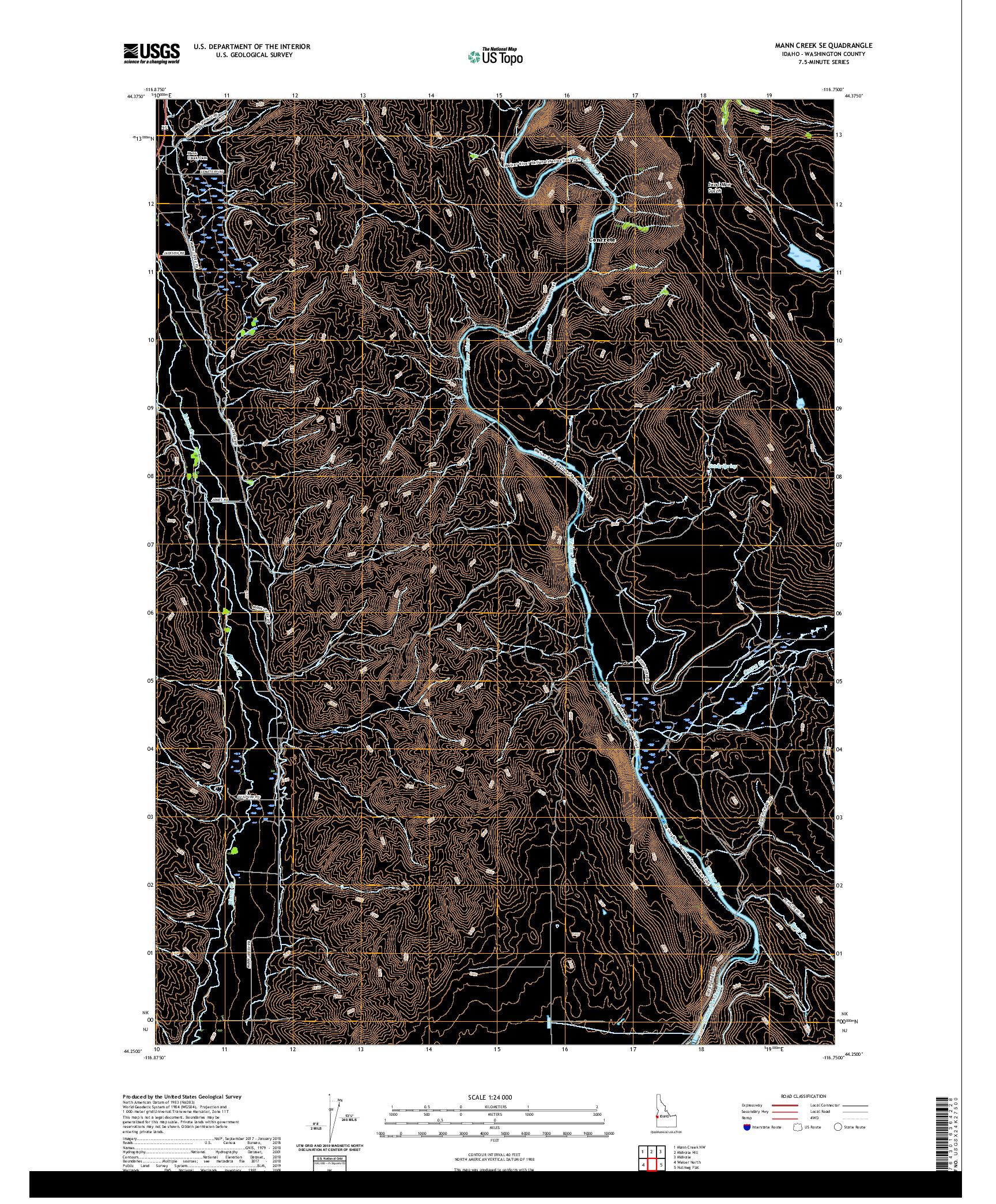 USGS US TOPO 7.5-MINUTE MAP FOR MANN CREEK SE, ID 2020