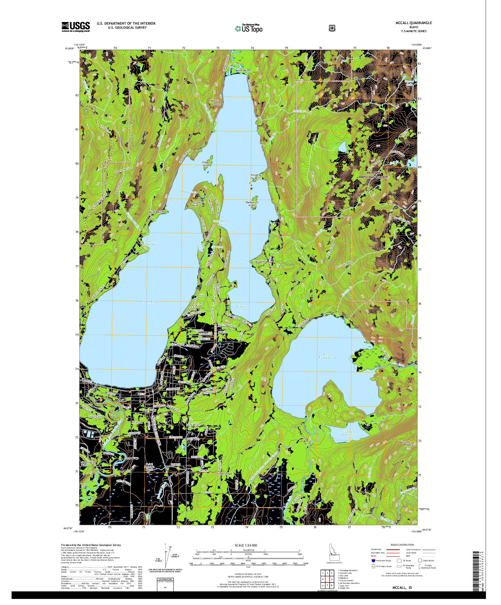 USGS US TOPO 7.5-MINUTE MAP FOR MCCALL, ID 2020