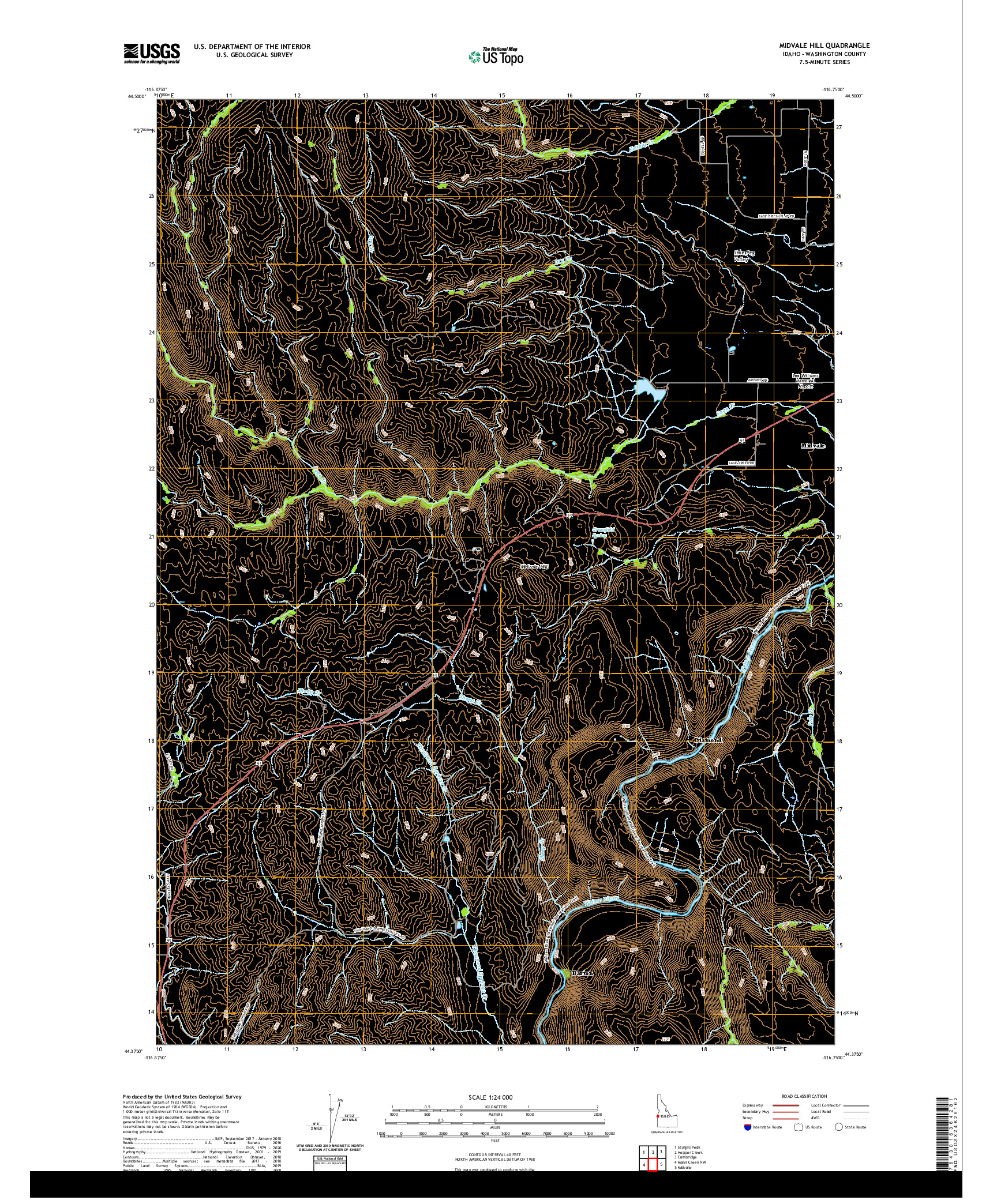 USGS US TOPO 7.5-MINUTE MAP FOR MIDVALE HILL, ID 2020