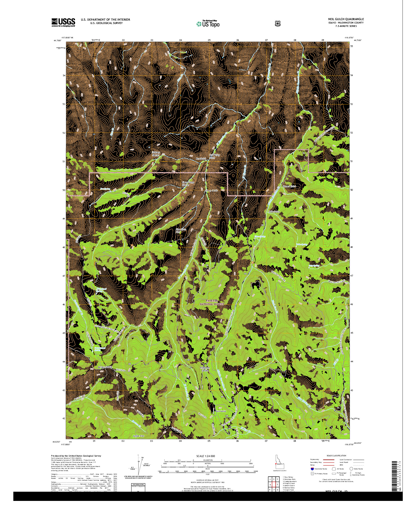 USGS US TOPO 7.5-MINUTE MAP FOR NEIL GULCH, ID 2020