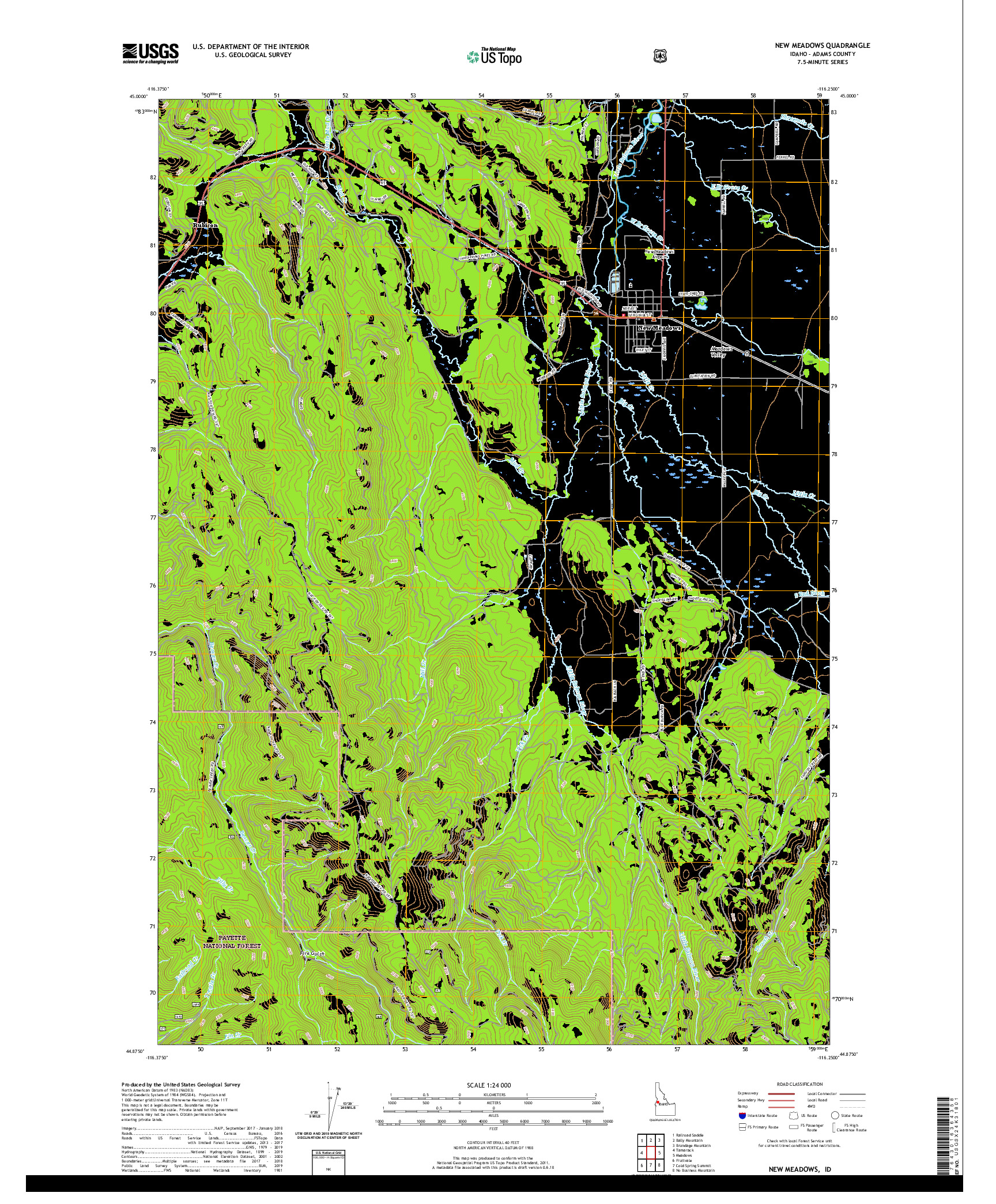 USGS US TOPO 7.5-MINUTE MAP FOR NEW MEADOWS, ID 2020