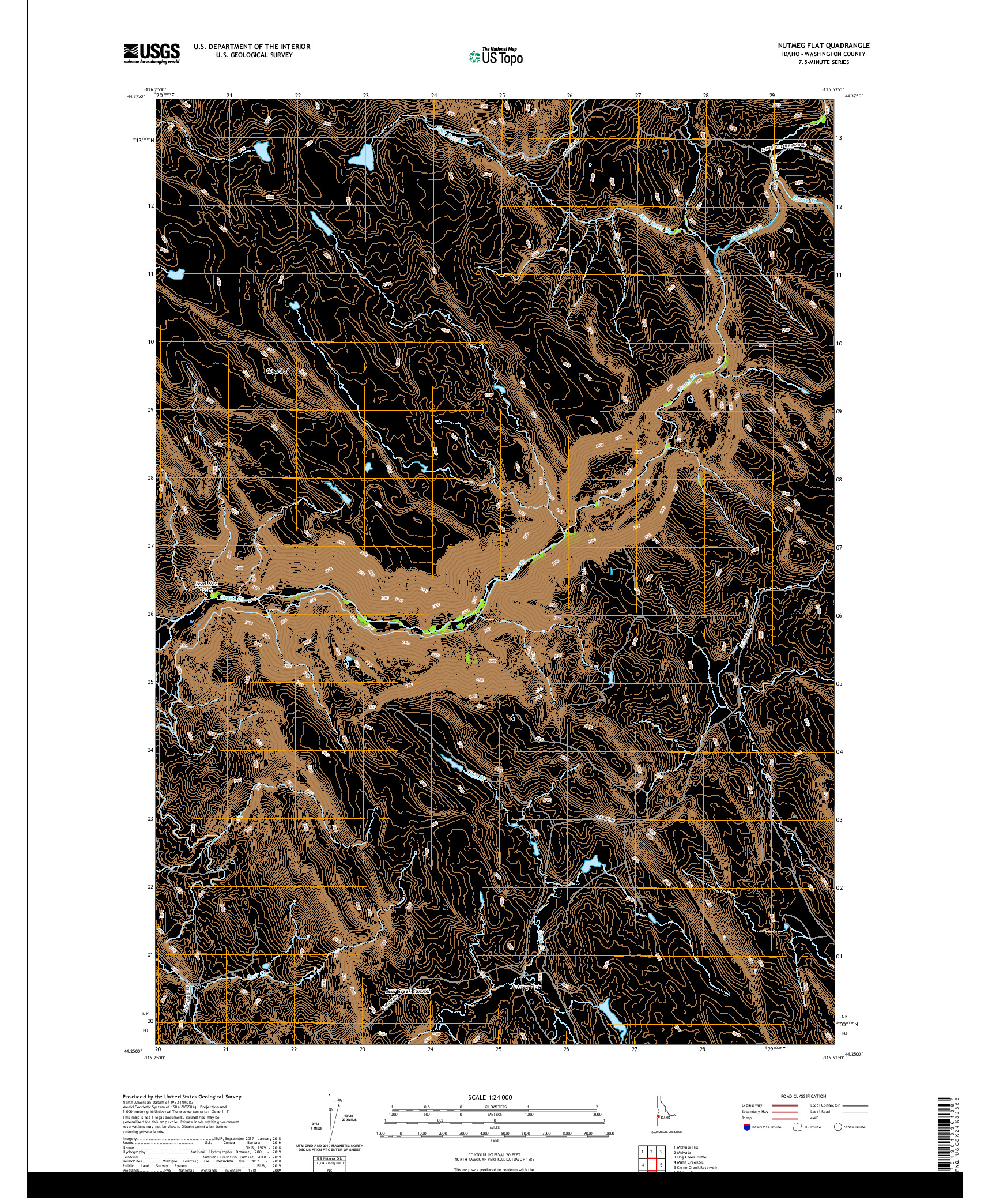 USGS US TOPO 7.5-MINUTE MAP FOR NUTMEG FLAT, ID 2020