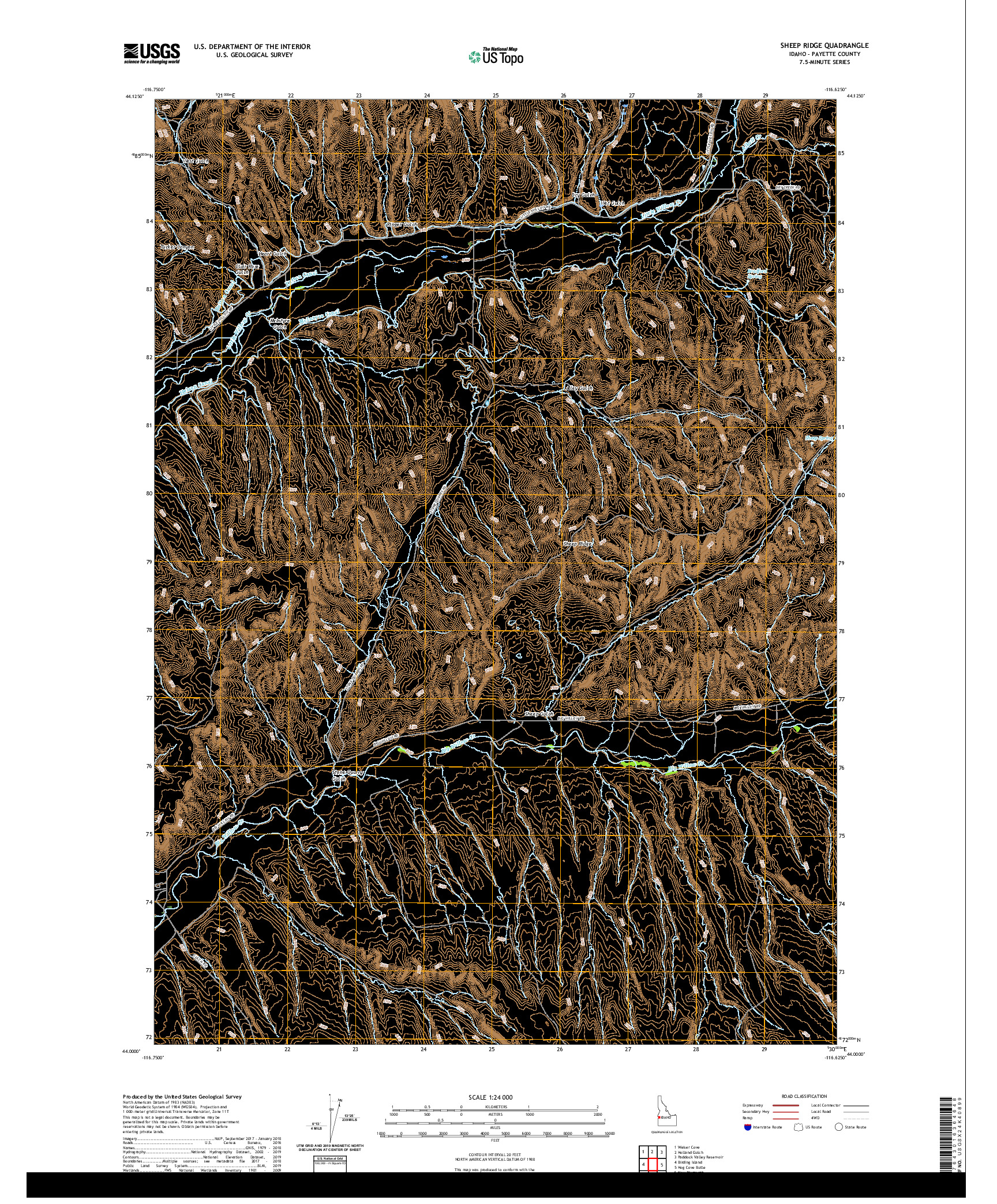 USGS US TOPO 7.5-MINUTE MAP FOR SHEEP RIDGE, ID 2020