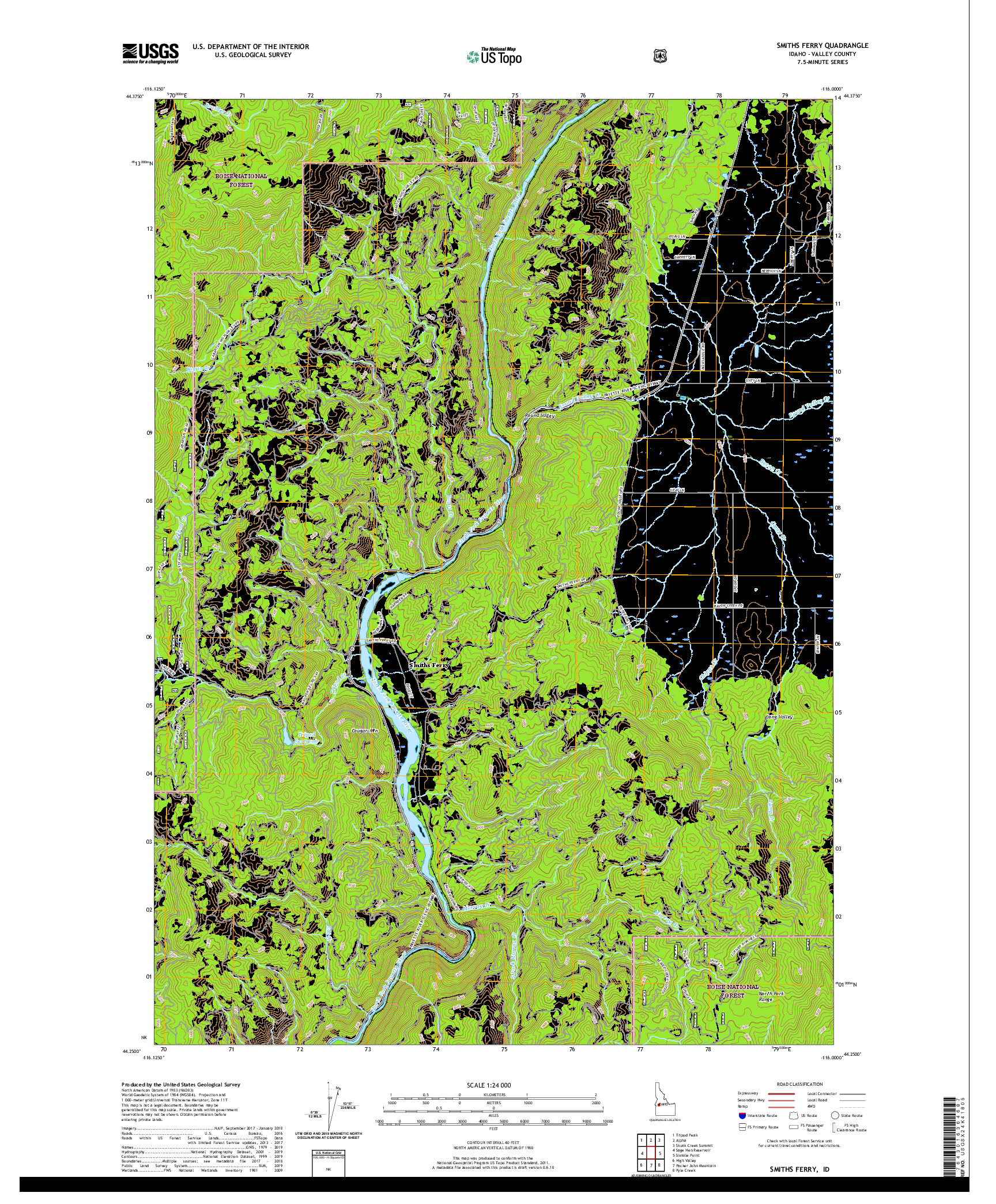 USGS US TOPO 7.5-MINUTE MAP FOR SMITHS FERRY, ID 2020