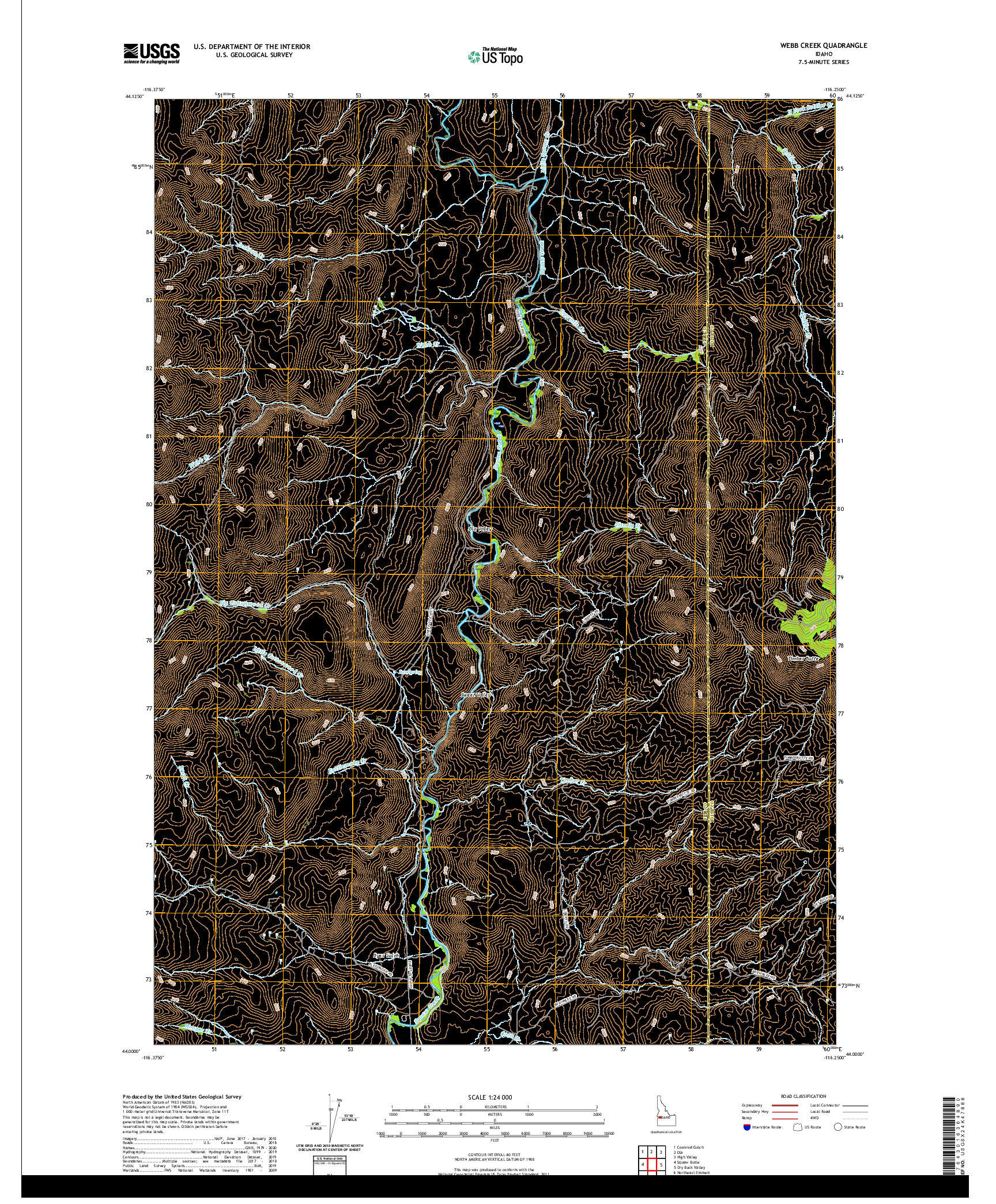USGS US TOPO 7.5-MINUTE MAP FOR WEBB CREEK, ID 2020
