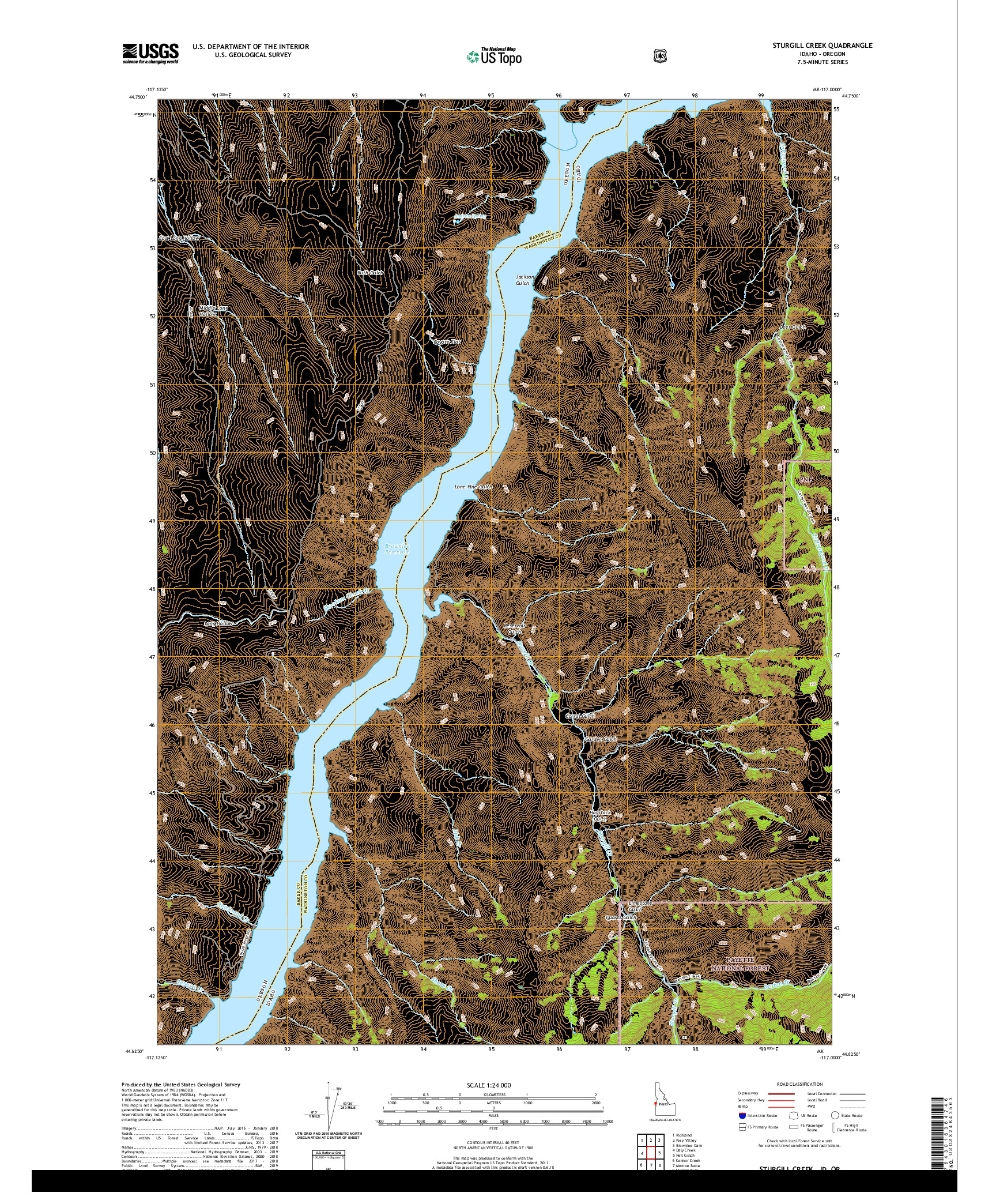 USGS US TOPO 7.5-MINUTE MAP FOR STURGILL CREEK, ID,OR 2020
