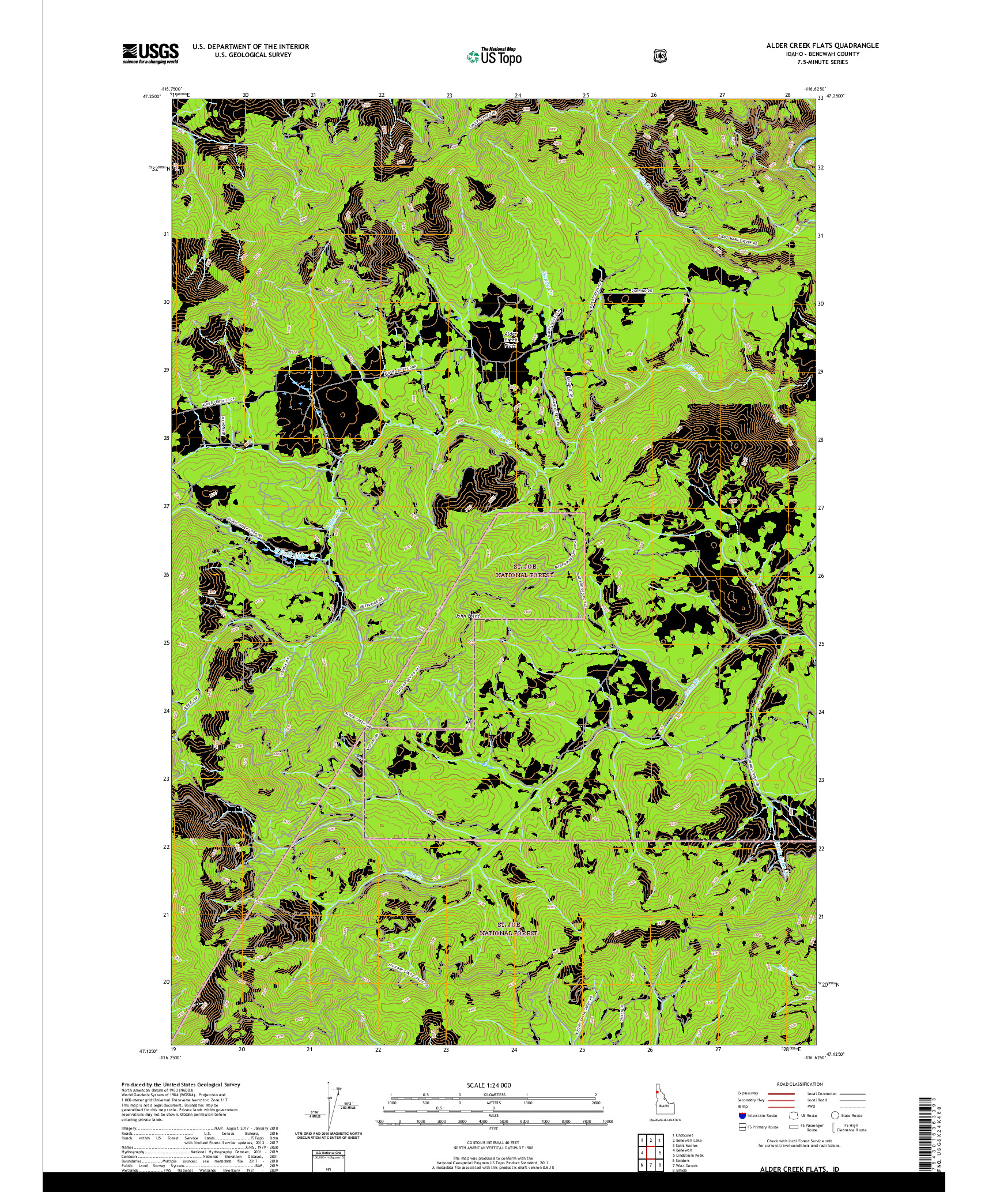 USGS US TOPO 7.5-MINUTE MAP FOR ALDER CREEK FLATS, ID 2020