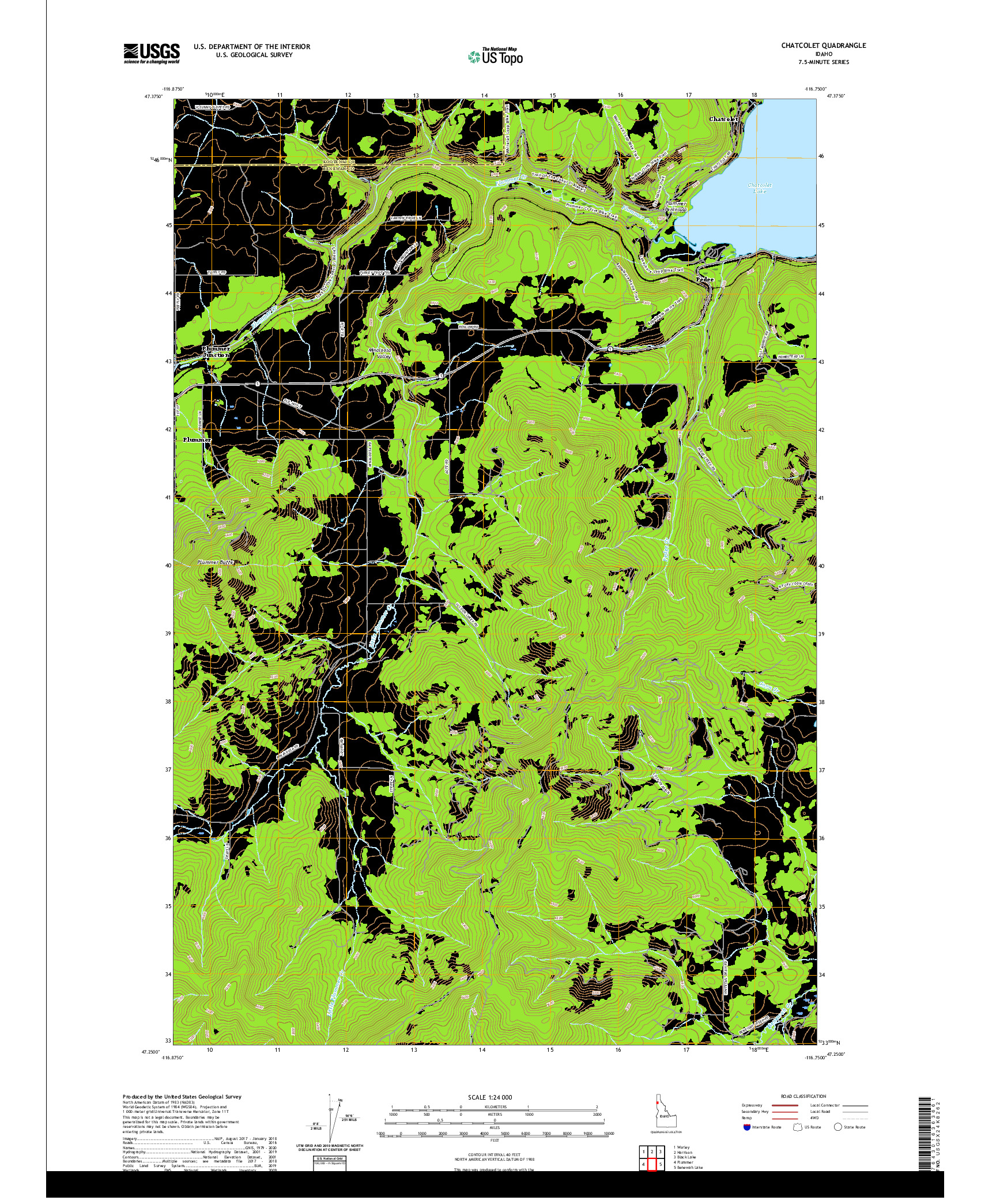 USGS US TOPO 7.5-MINUTE MAP FOR CHATCOLET, ID 2020