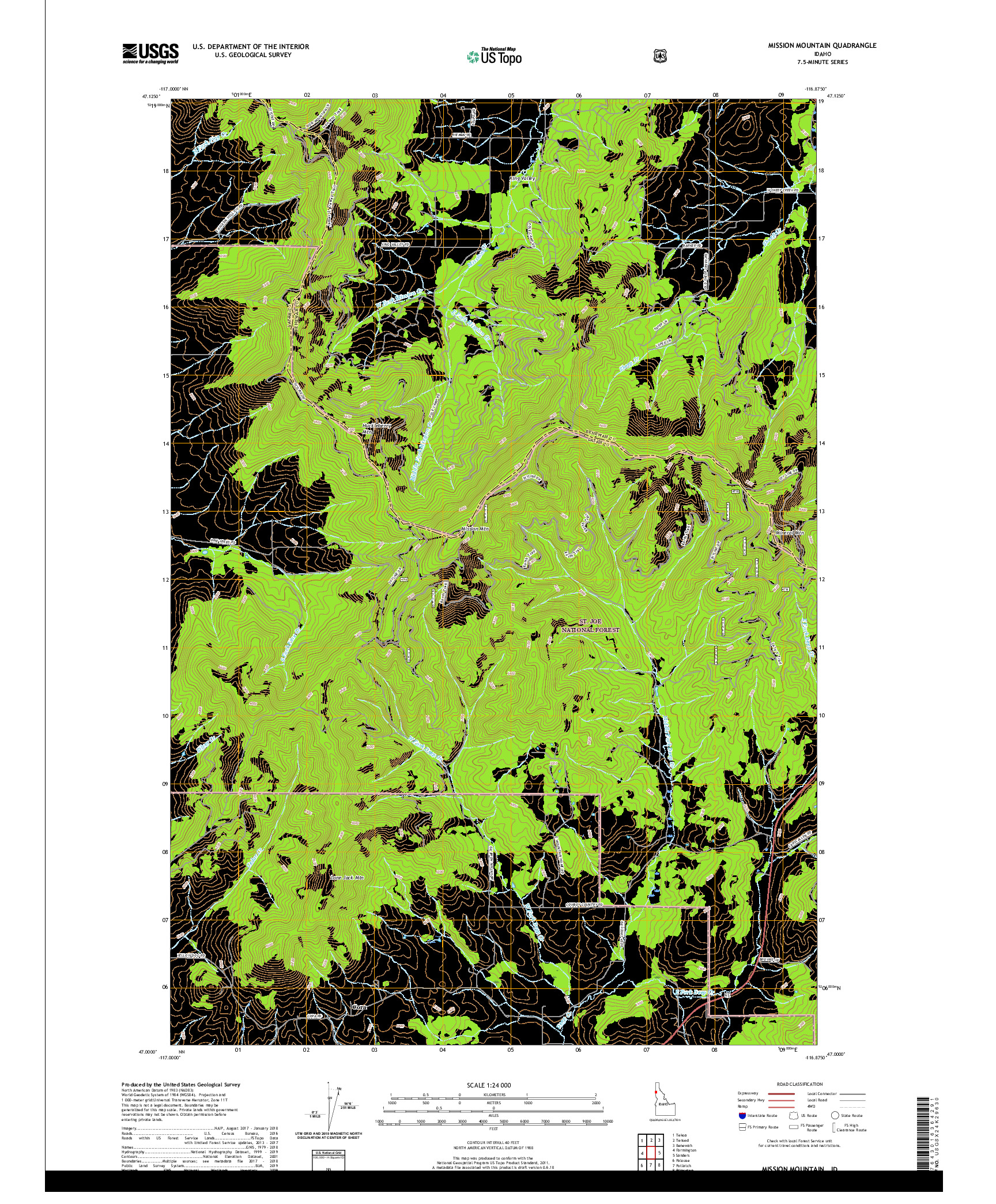 USGS US TOPO 7.5-MINUTE MAP FOR MISSION MOUNTAIN, ID 2020