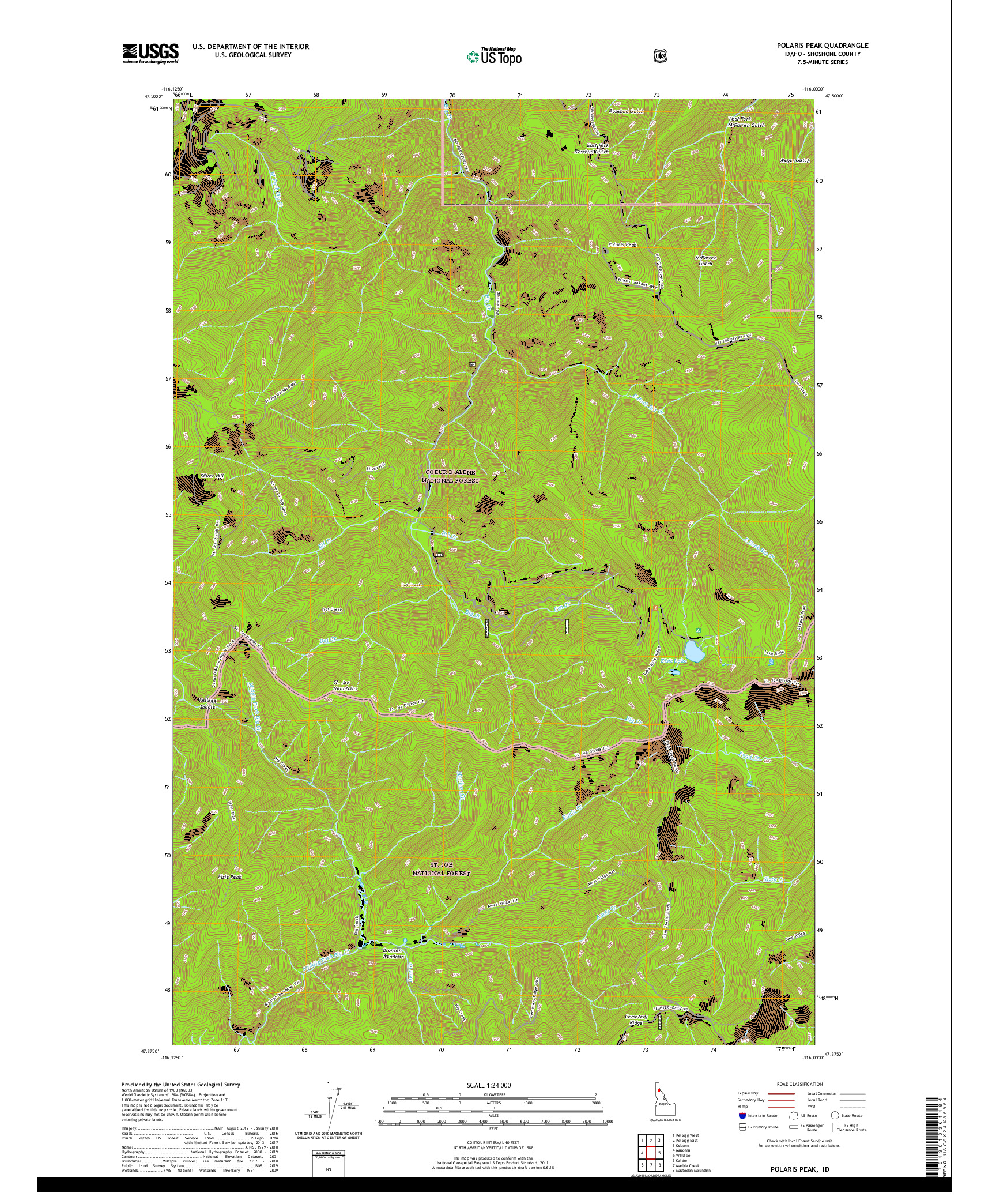 USGS US TOPO 7.5-MINUTE MAP FOR POLARIS PEAK, ID 2020