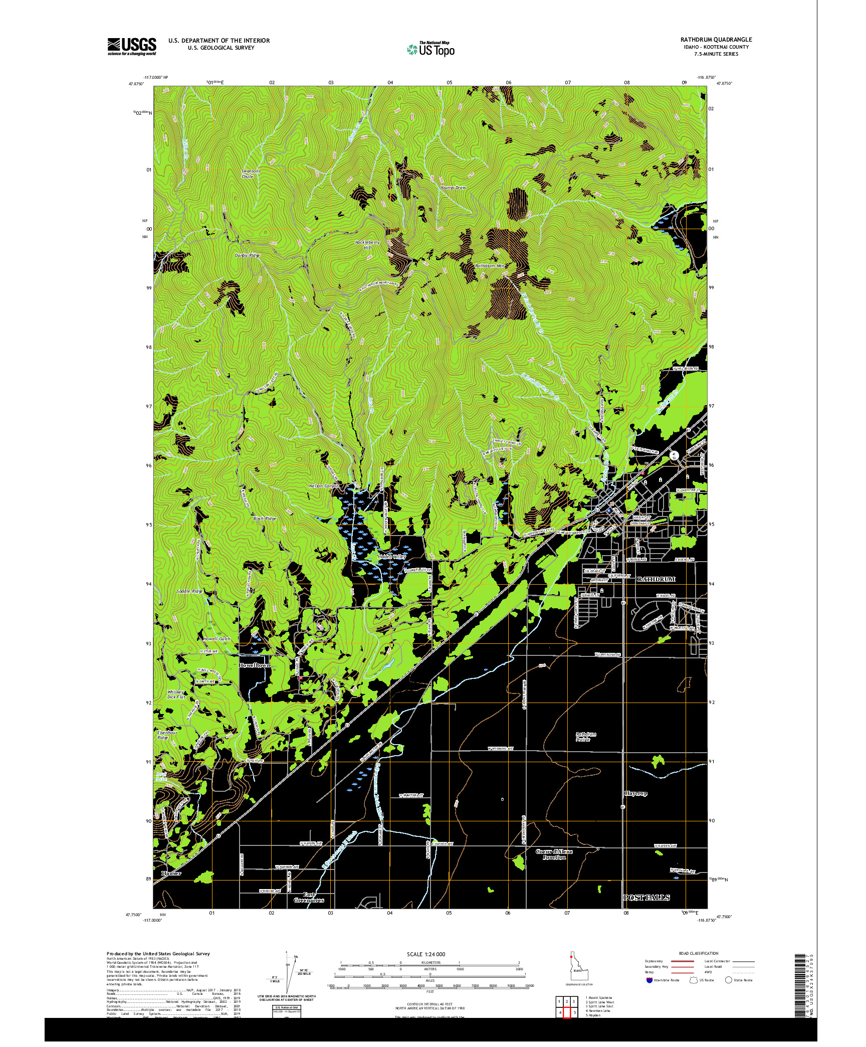 USGS US TOPO 7.5-MINUTE MAP FOR RATHDRUM, ID 2020