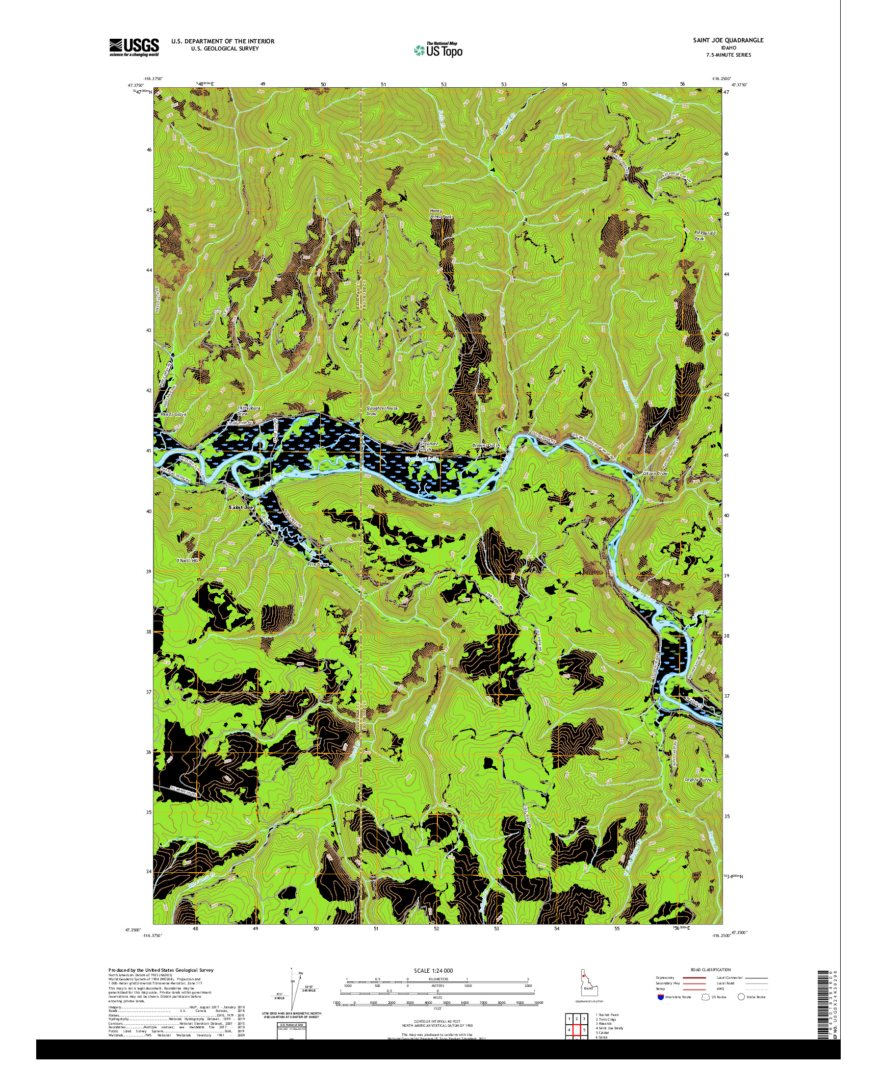 USGS US TOPO 7.5-MINUTE MAP FOR SAINT JOE, ID 2020