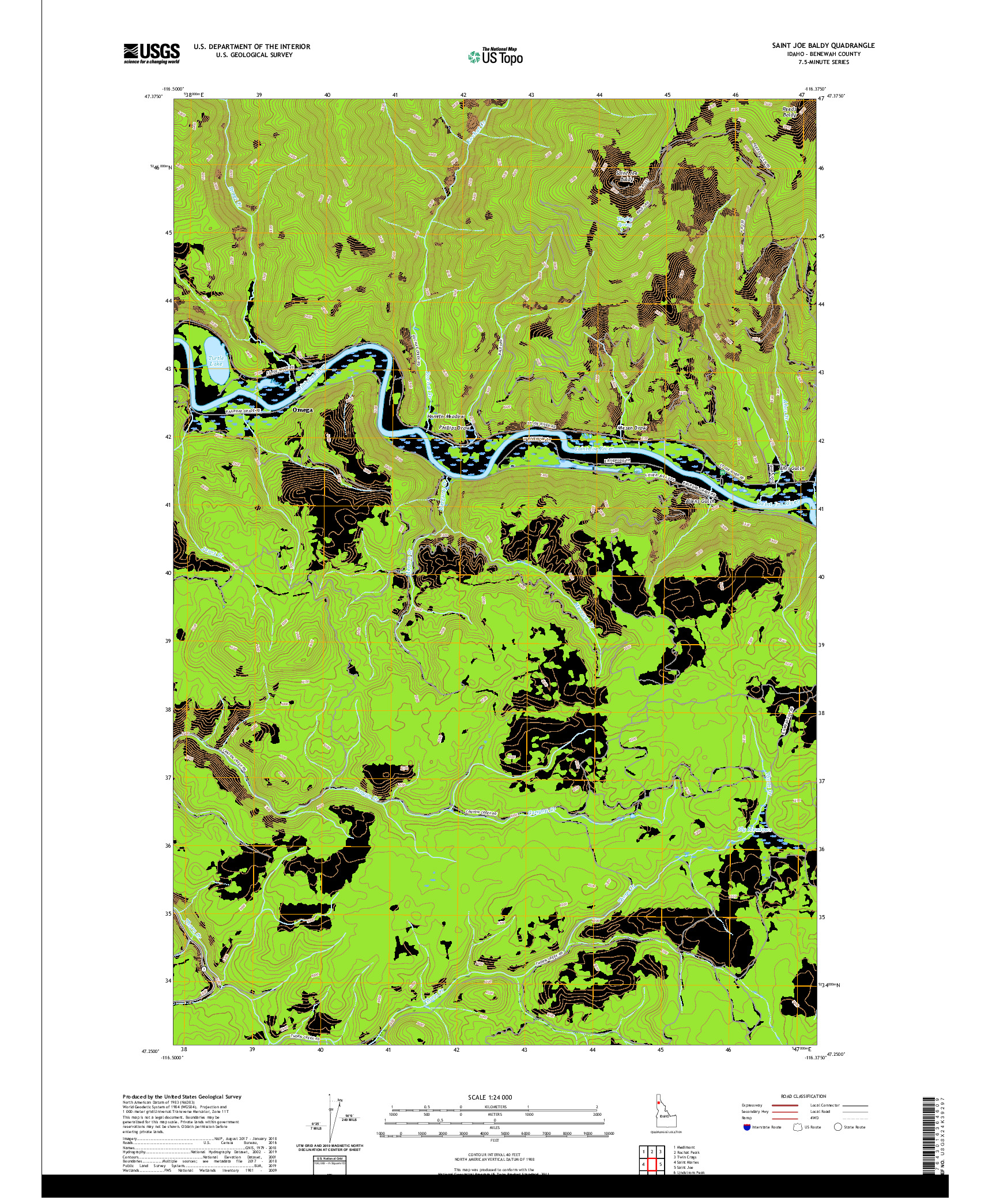 USGS US TOPO 7.5-MINUTE MAP FOR SAINT JOE BALDY, ID 2020