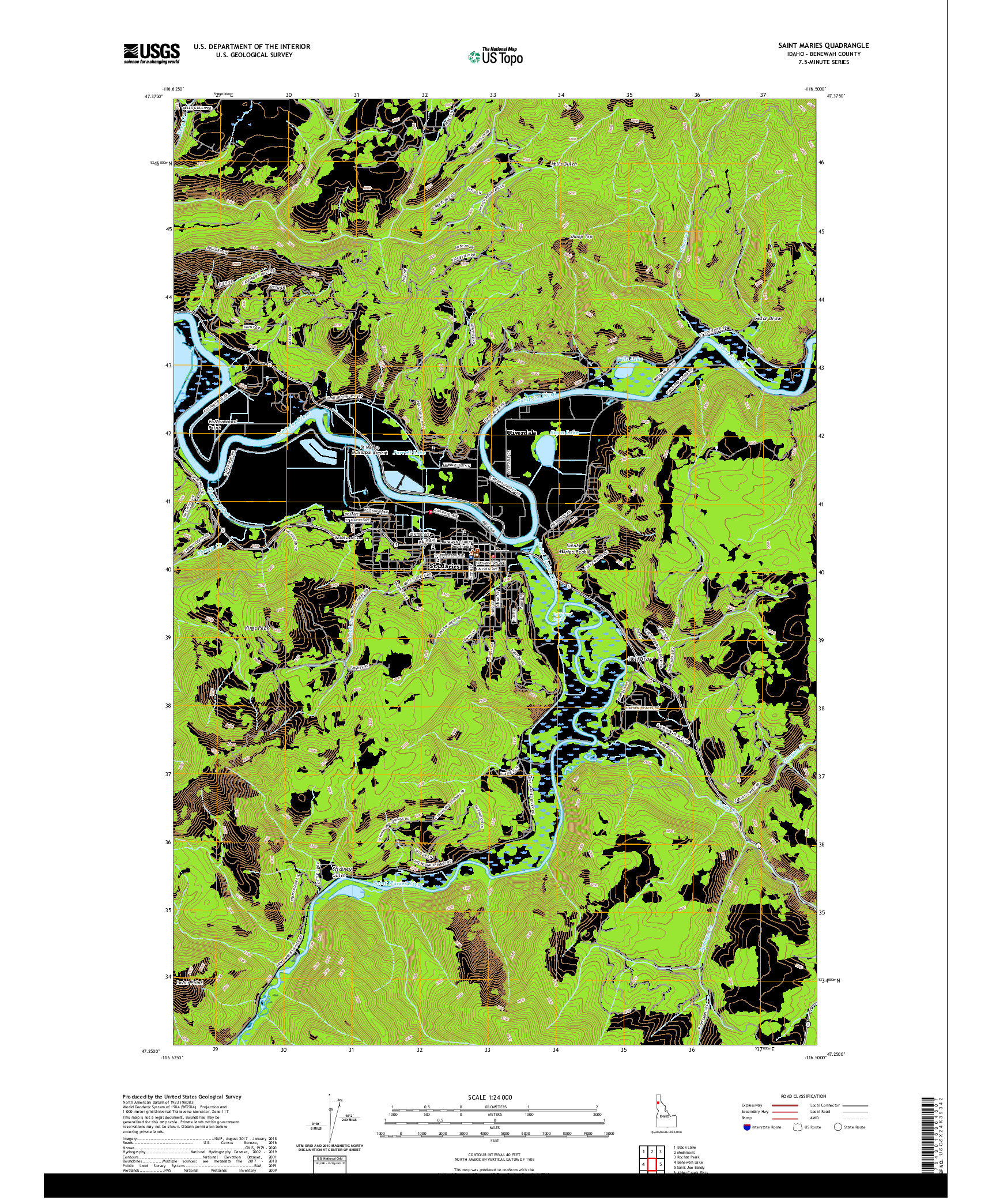 USGS US TOPO 7.5-MINUTE MAP FOR SAINT MARIES, ID 2020