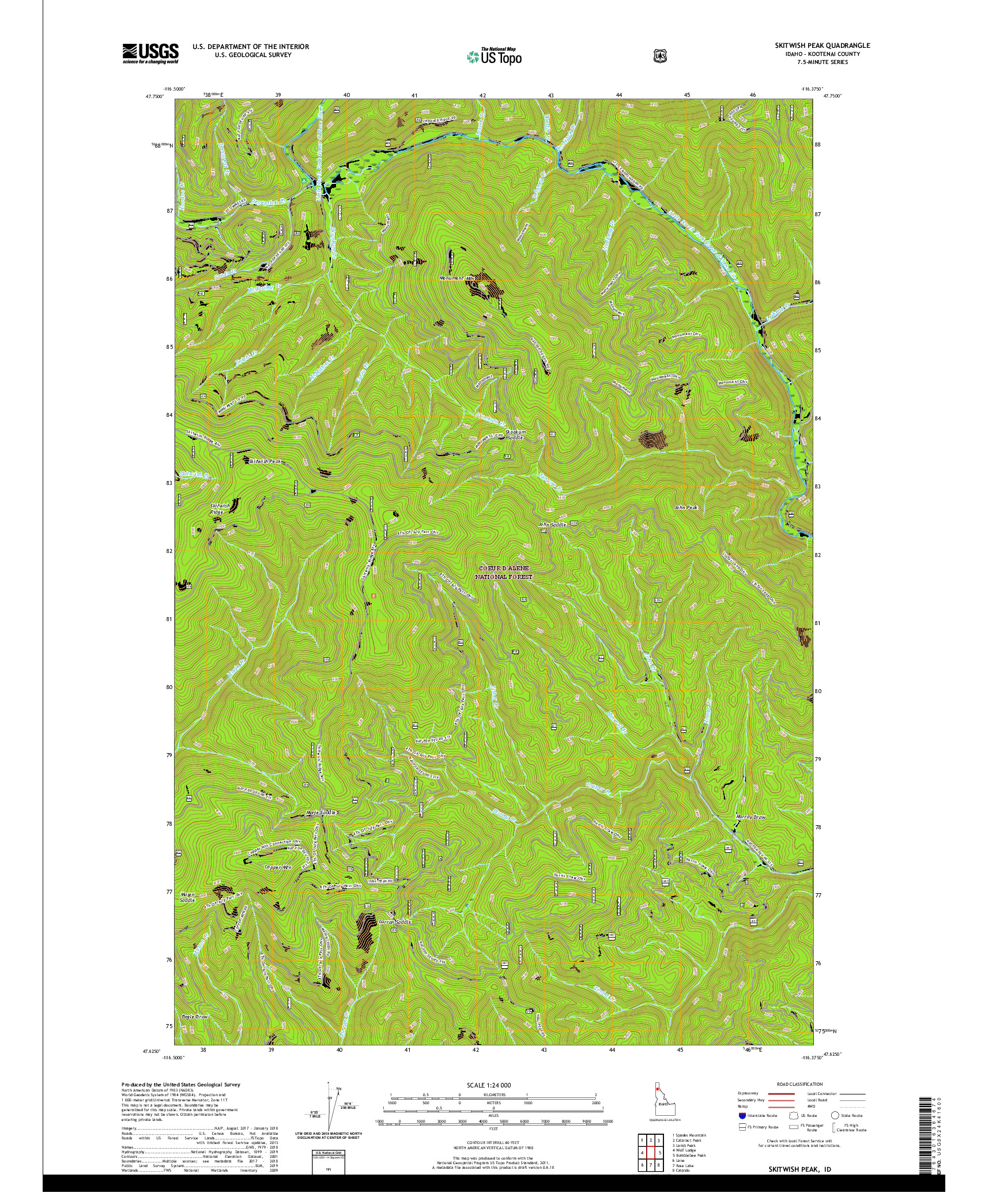 USGS US TOPO 7.5-MINUTE MAP FOR SKITWISH PEAK, ID 2020