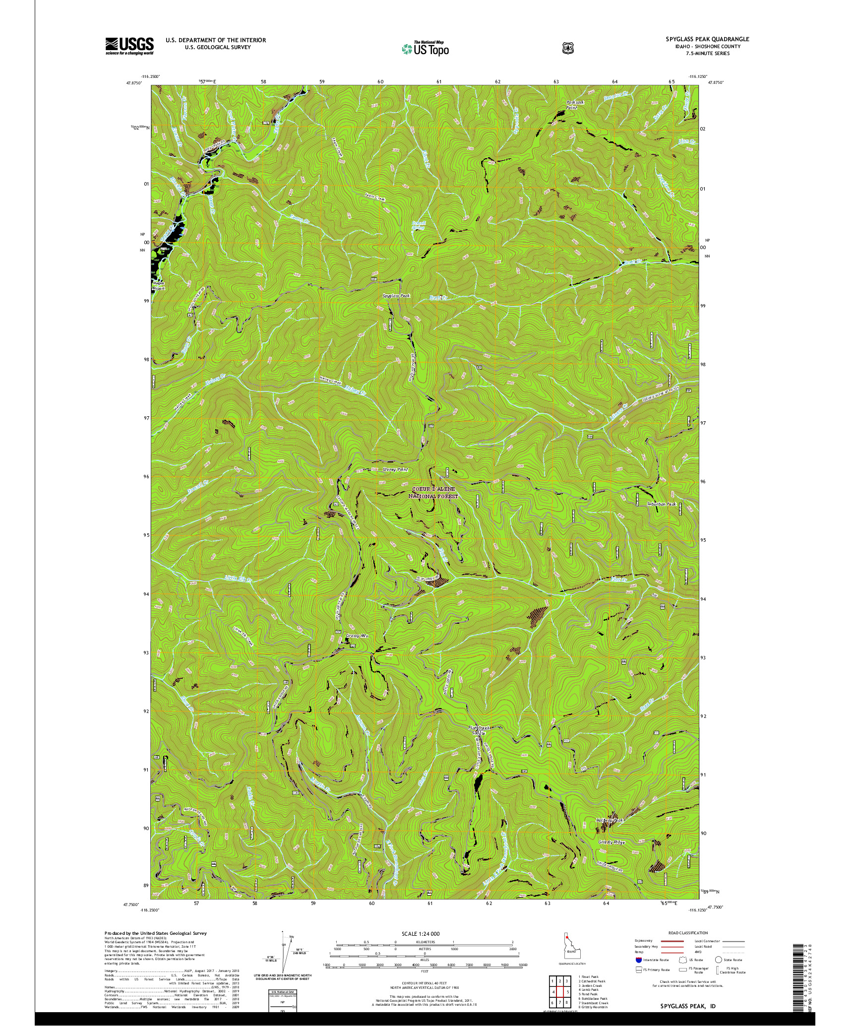 USGS US TOPO 7.5-MINUTE MAP FOR SPYGLASS PEAK, ID 2020