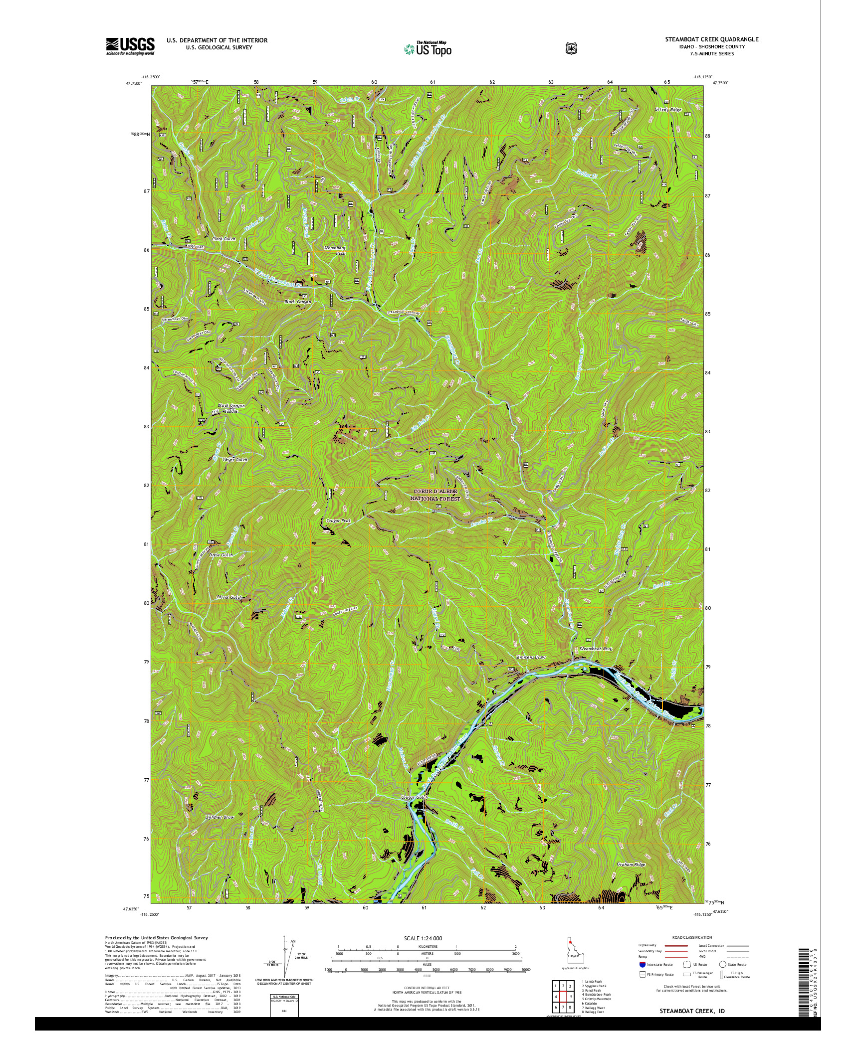 USGS US TOPO 7.5-MINUTE MAP FOR STEAMBOAT CREEK, ID 2020