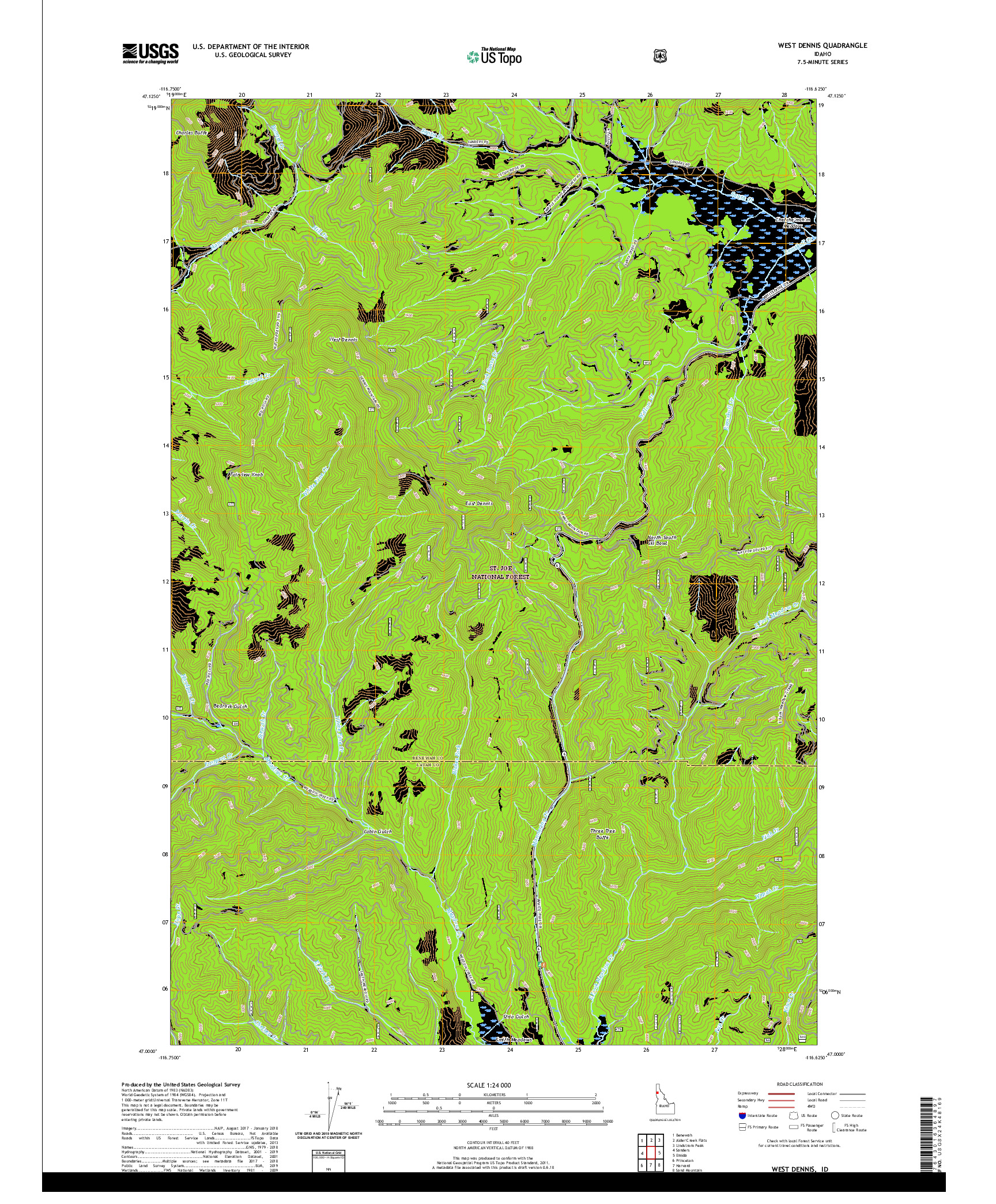 USGS US TOPO 7.5-MINUTE MAP FOR WEST DENNIS, ID 2020