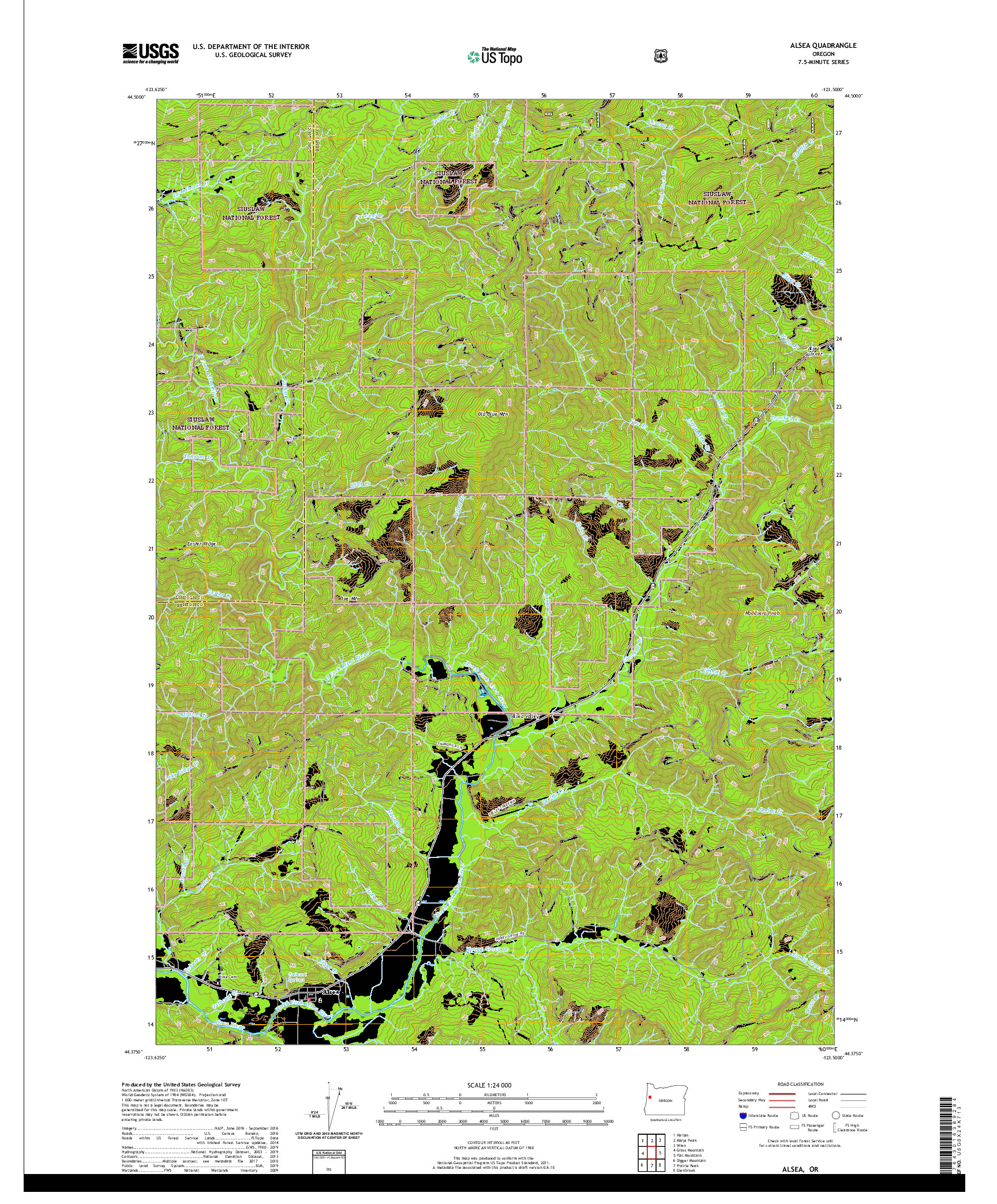 USGS US TOPO 7.5-MINUTE MAP FOR ALSEA, OR 2020